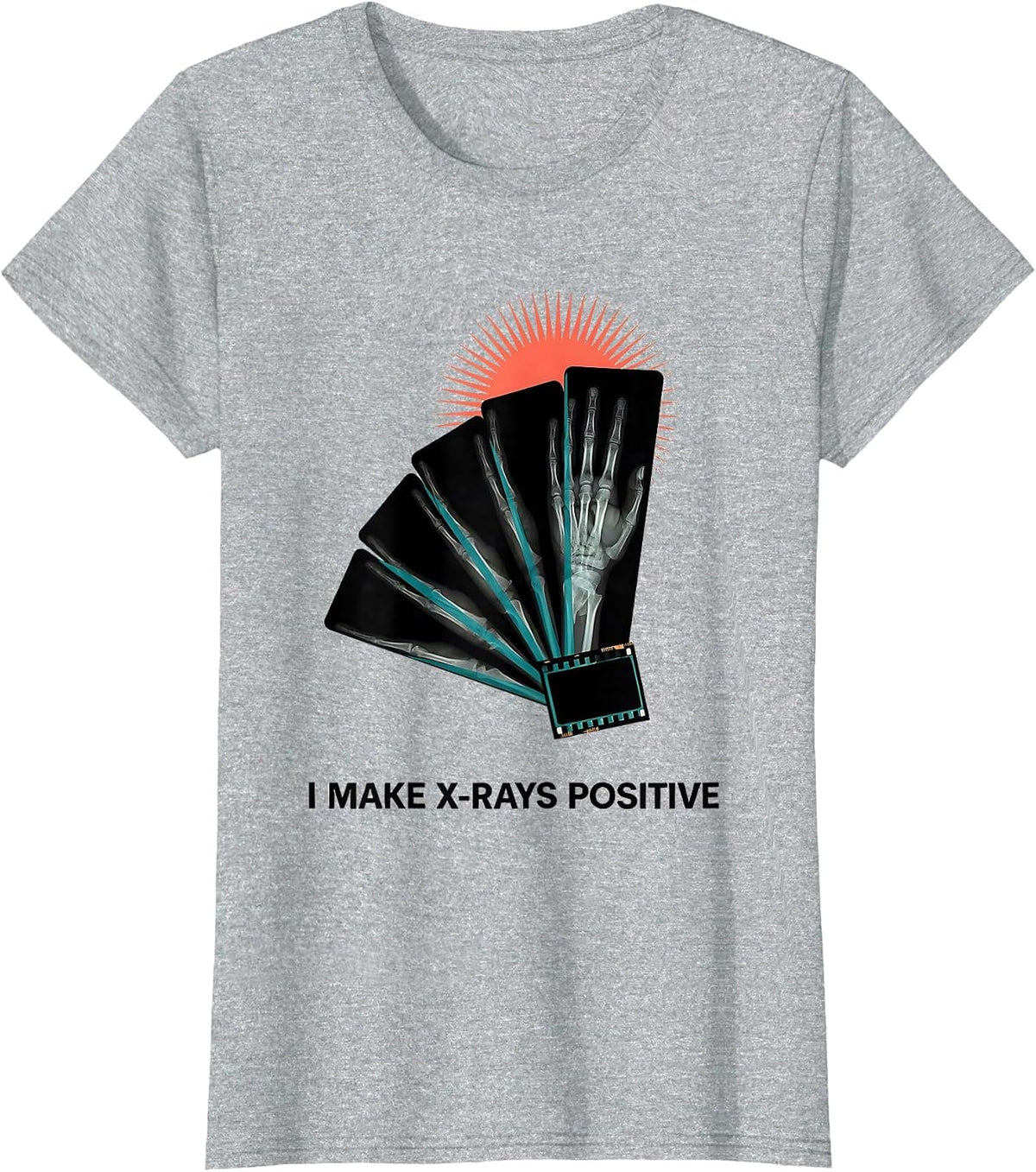 I Make X-Rays Positive Midcentury Modern Radiology Tech Rad T-Shirt - Heather Grey