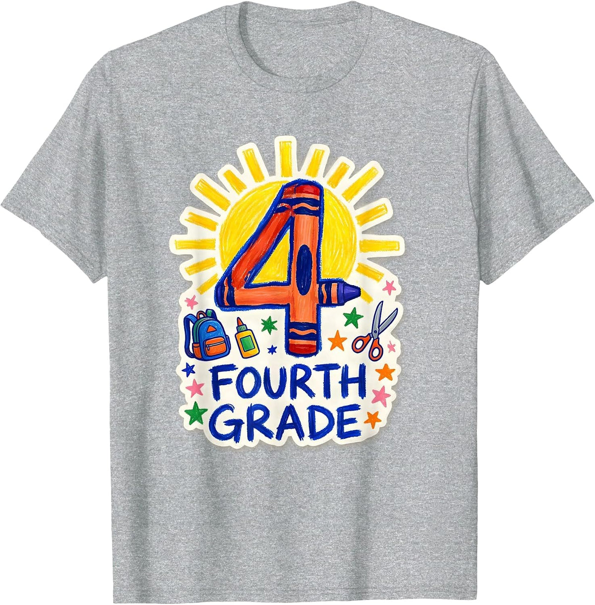 Men's 4TH GRADE Fourth Grade Naive Kidcore Back To School T-Shirt - Heather Grey