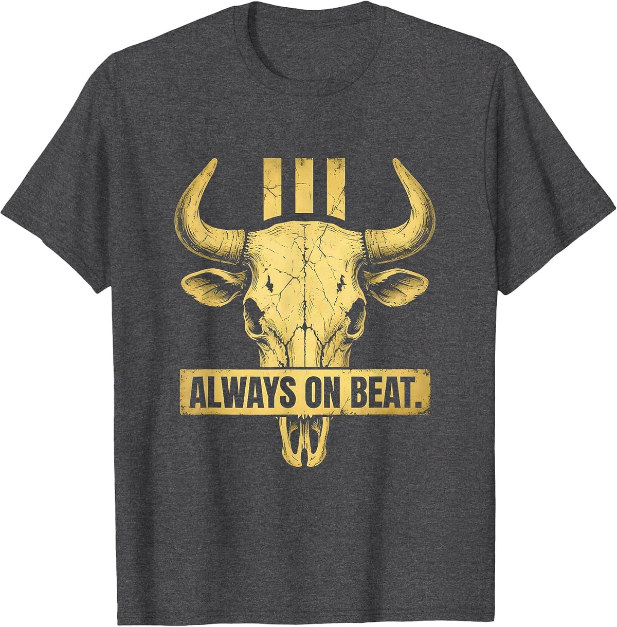 Men's Always On Beat Hip Hop Music Design T-Shirt - Dark Heather Grey