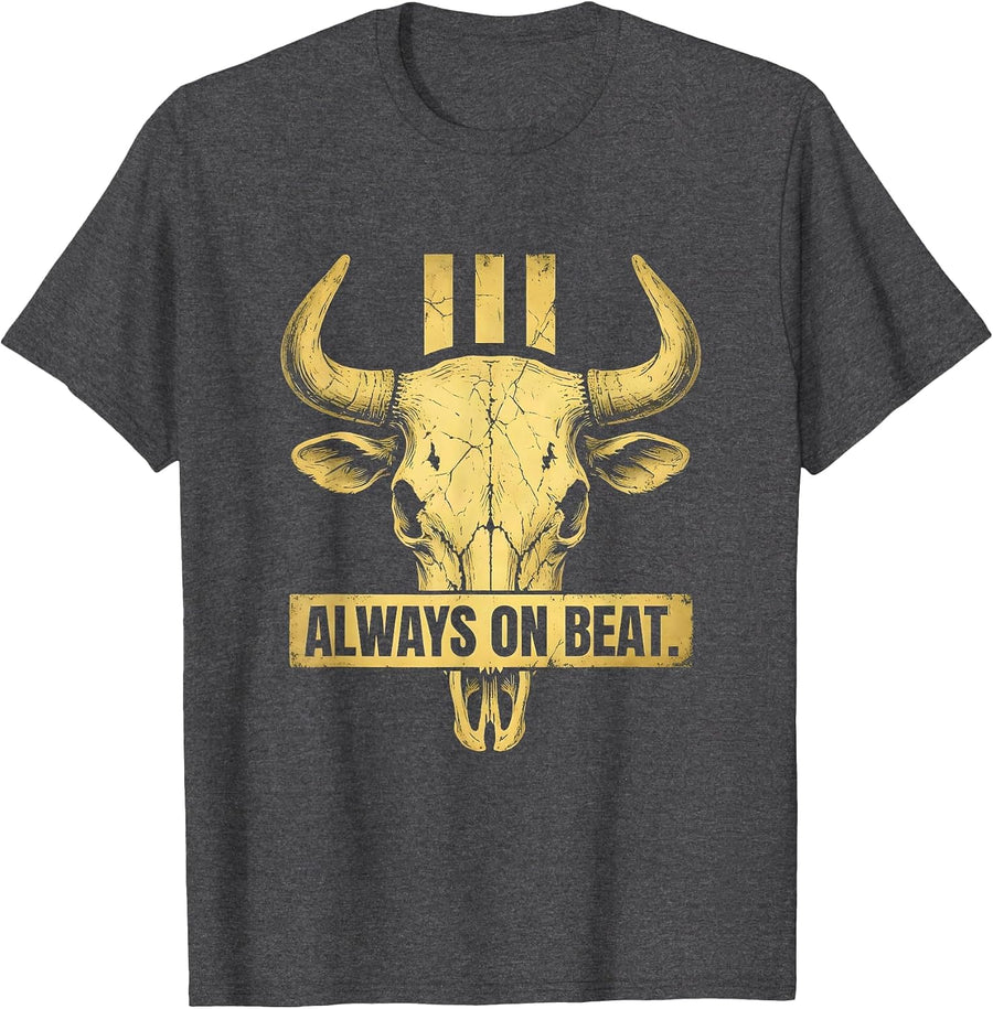 Men's Always On Beat Hip Hop Music Design T-Shirt - Dark Heather Grey