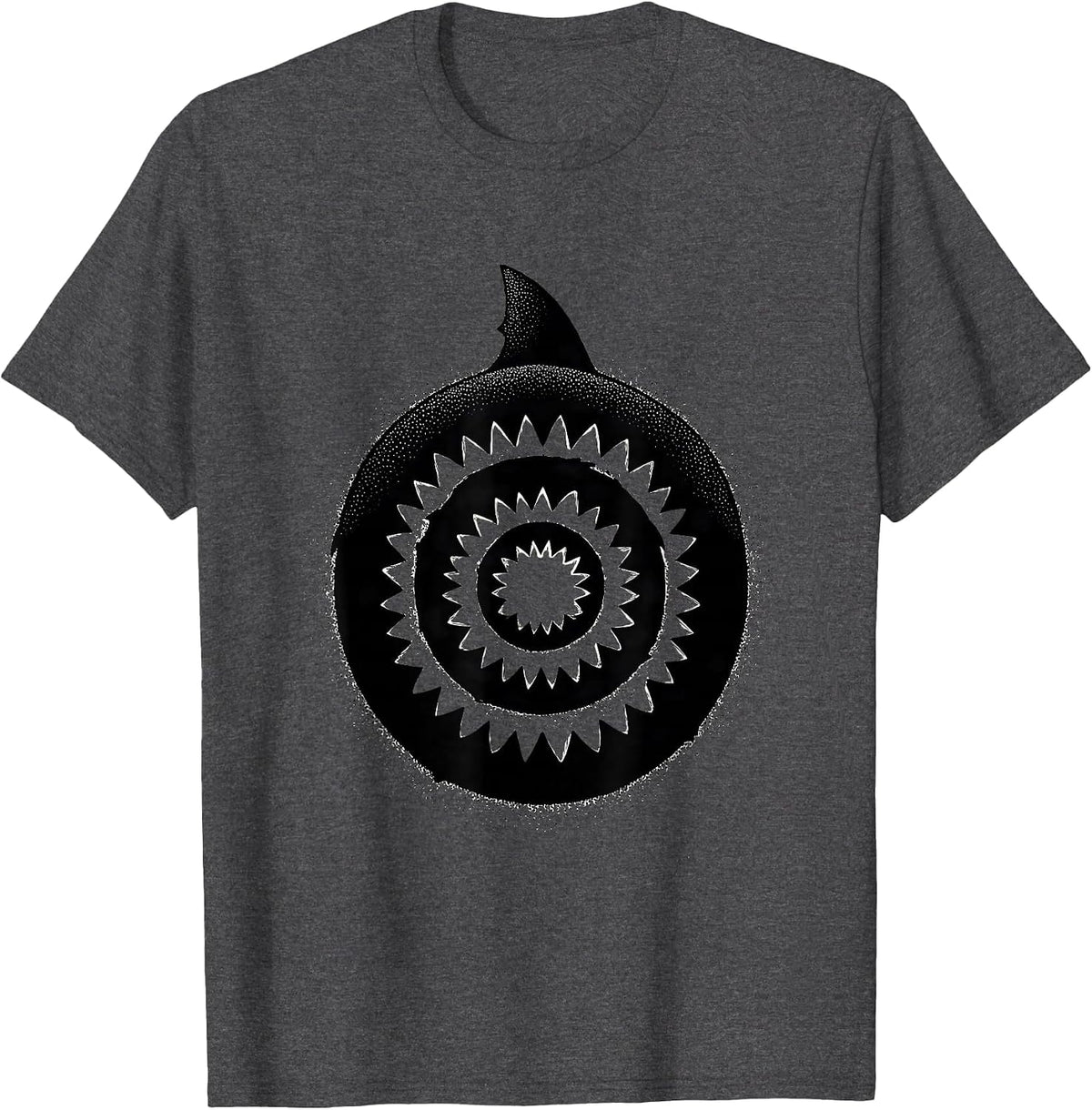 Men's Shark Jaw Protective Emblem Wildlife Humor Novelty T-Shirt - Dark Heather Grey