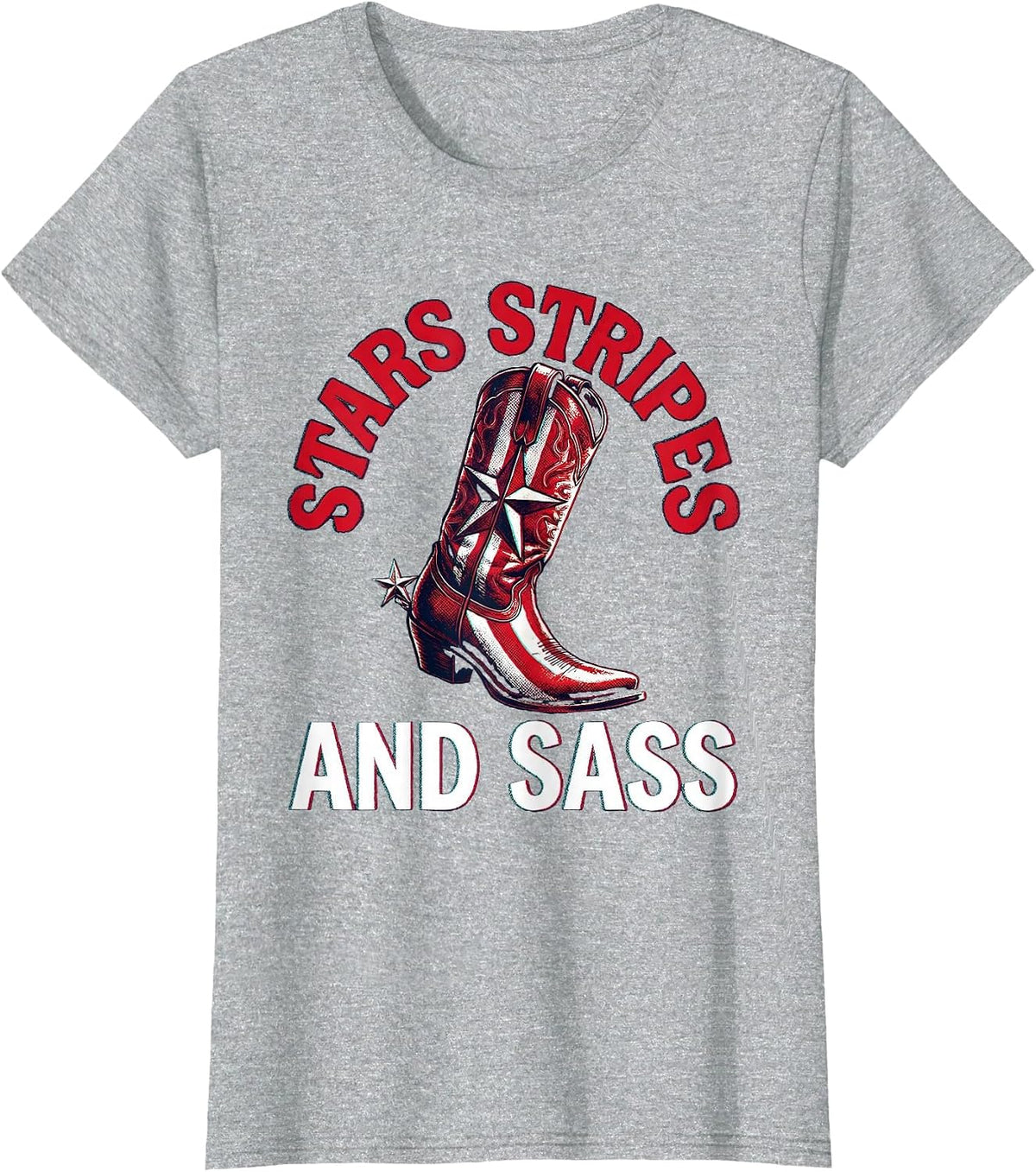 Stars Stripes and Sass Red White Blue Design T-Shirt - Heather Grey