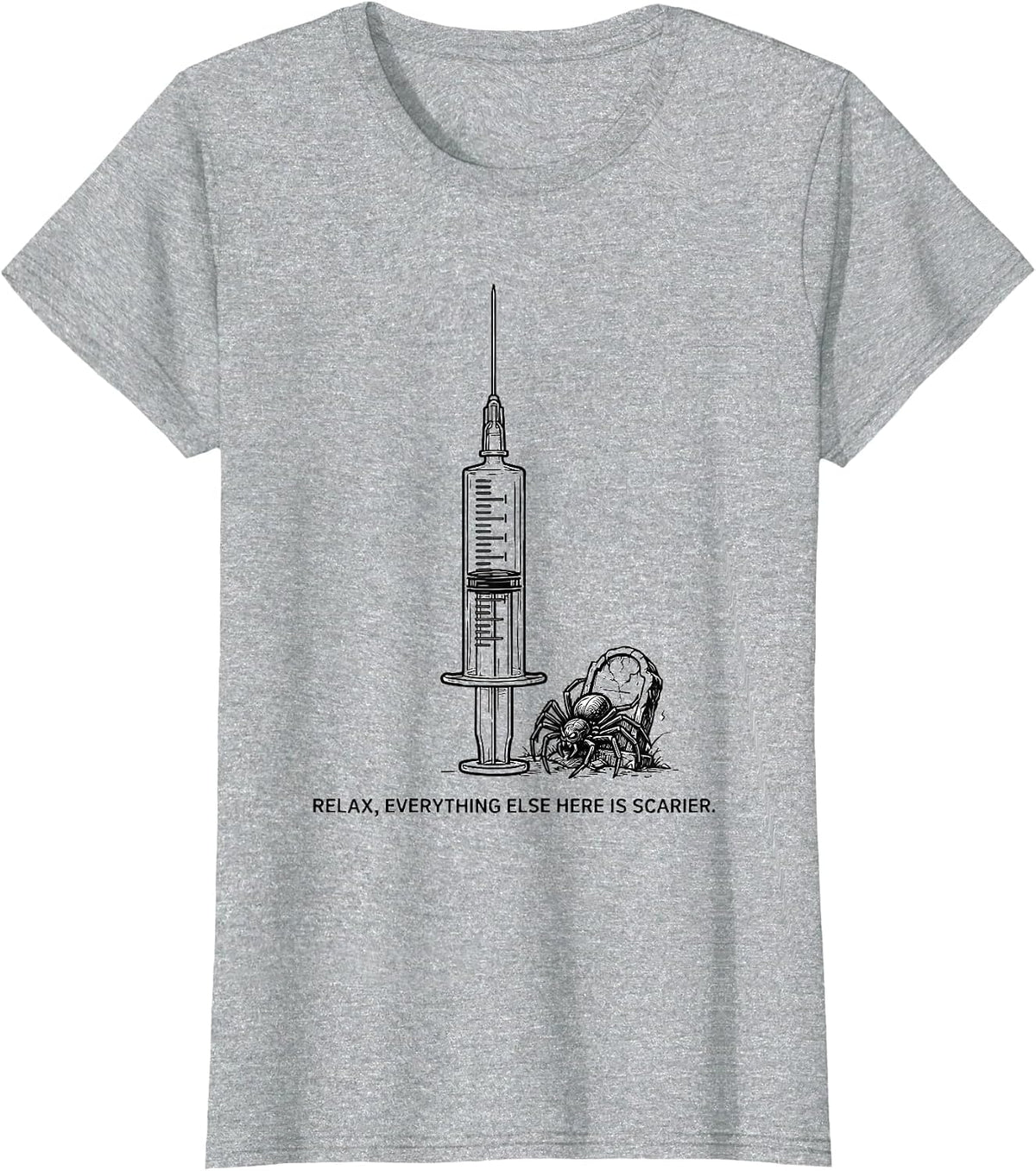 Relax Everything Else Here Is Scarier Funny Halloween Nurse T-Shirt - Heather Grey