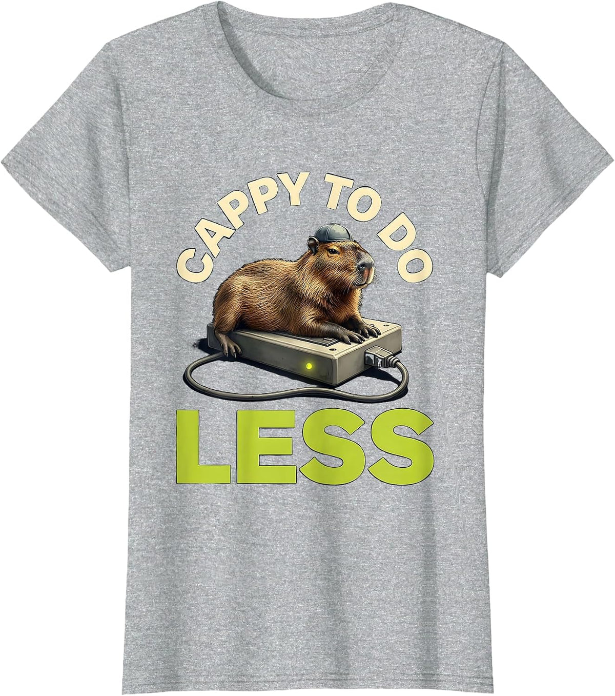 cappy to do less Funny Capybara Animal Meme Humor T-Shirt - Heather Grey