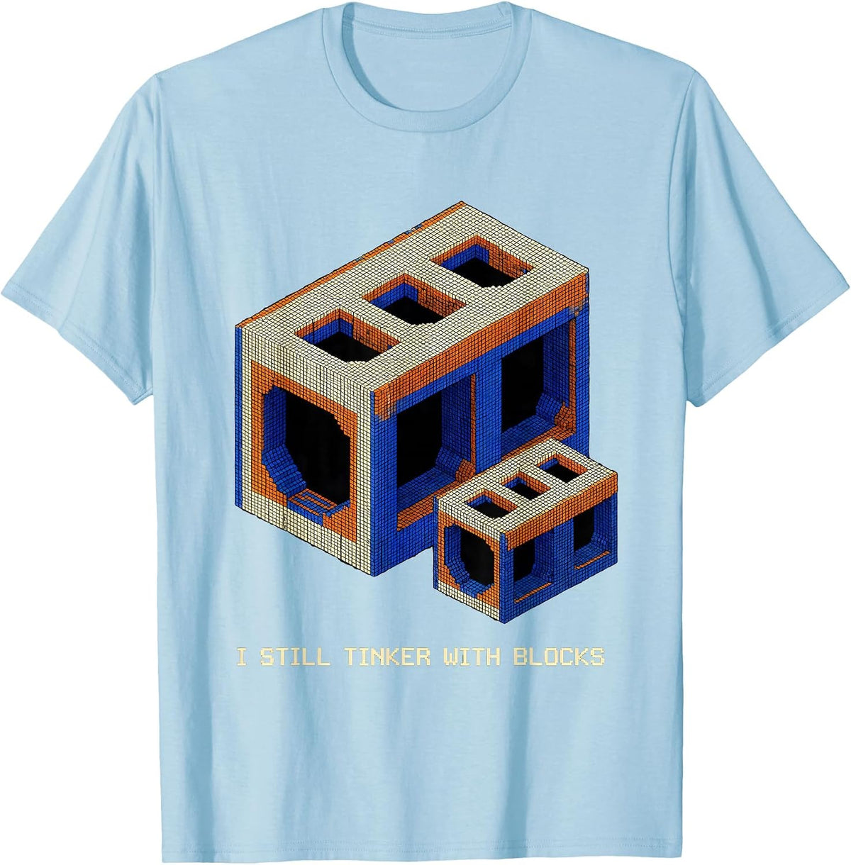 Men's I Still Tinker With Blocks Funny Mechanic Garage Auto Engine T-Shirt - Baby Blue