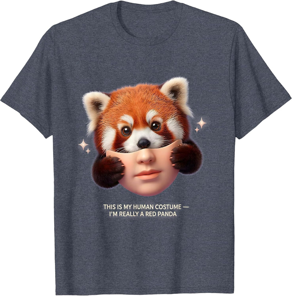 This Is My Human Costume I'm Really A Red Panda Cute T-Shirt - Heather Blue