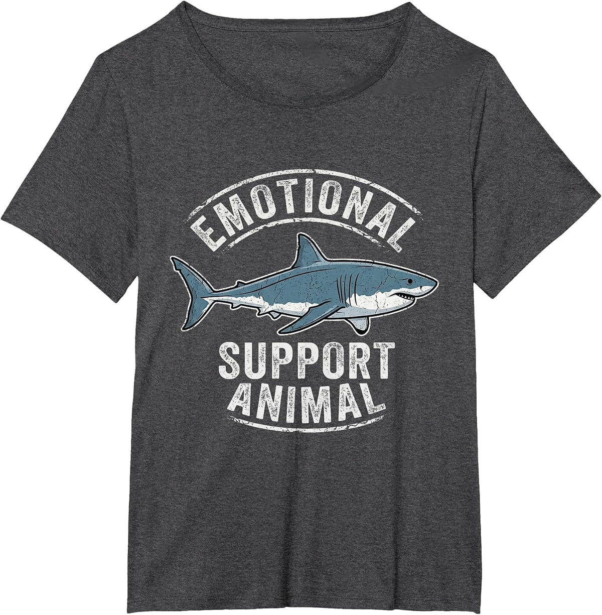 Emotional Animal White Shark Funny Vintage Great Support T-Shirt - Dark Heather Grey
