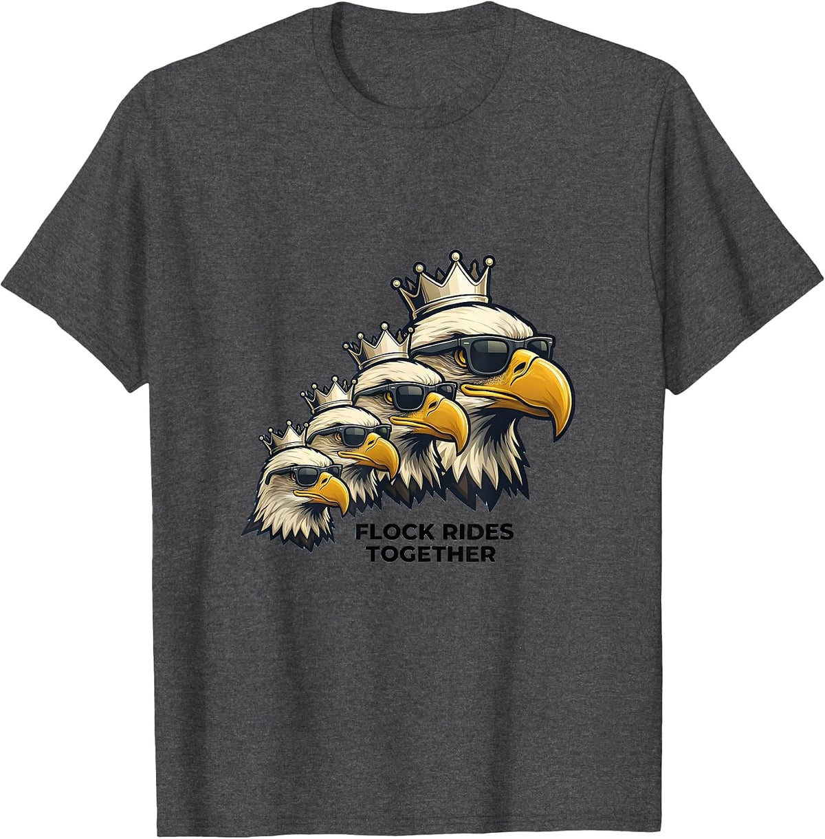 Men's FLOCK RIDES TOGETHER Eagle Mascot Sunglasses Eagle Fan T-Shirt - Dark Heather Grey