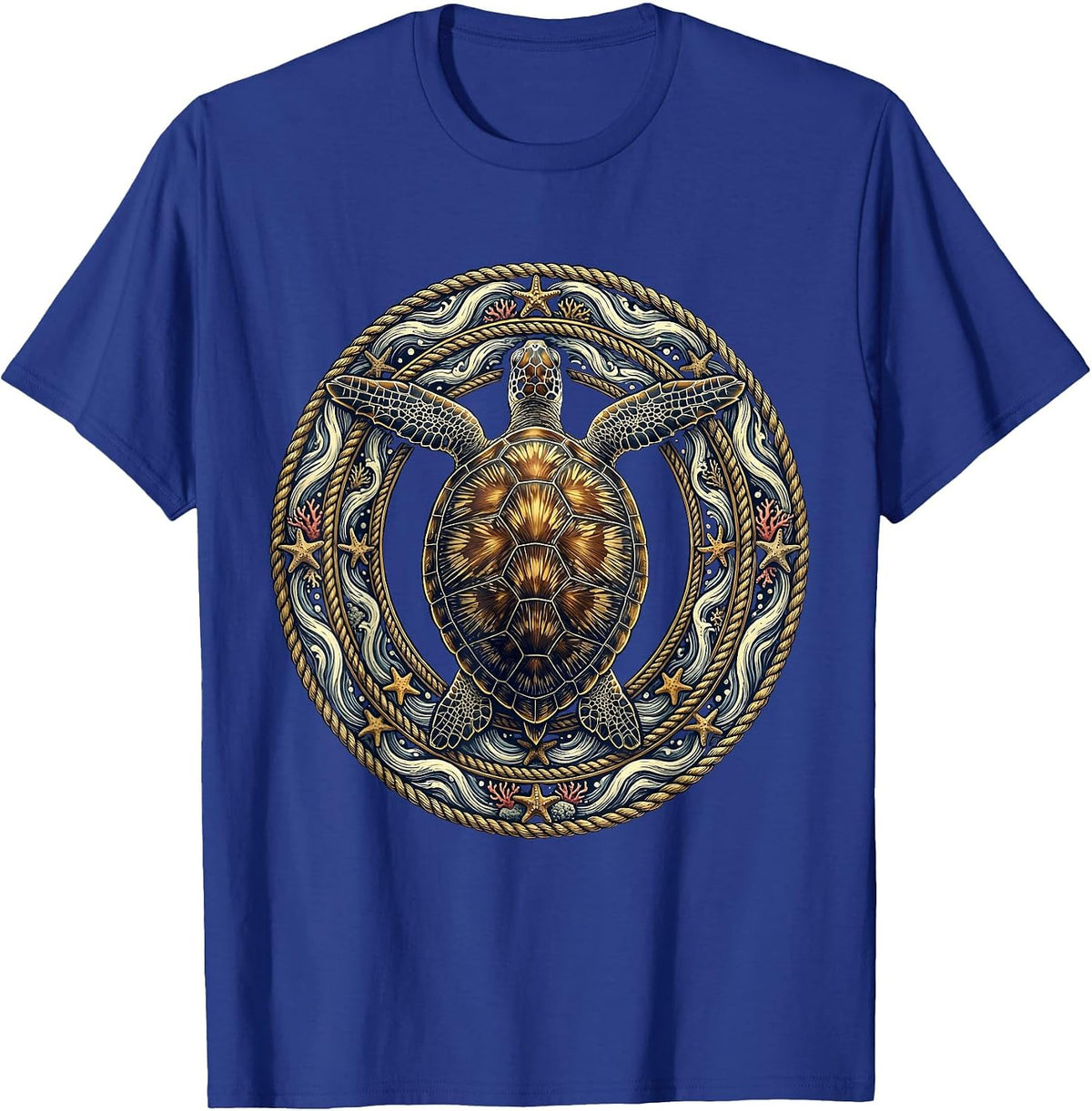 Men's Georgia Sea Turtle Atlantic Coastal Waters Illustration T-Shirt - Royal Blue