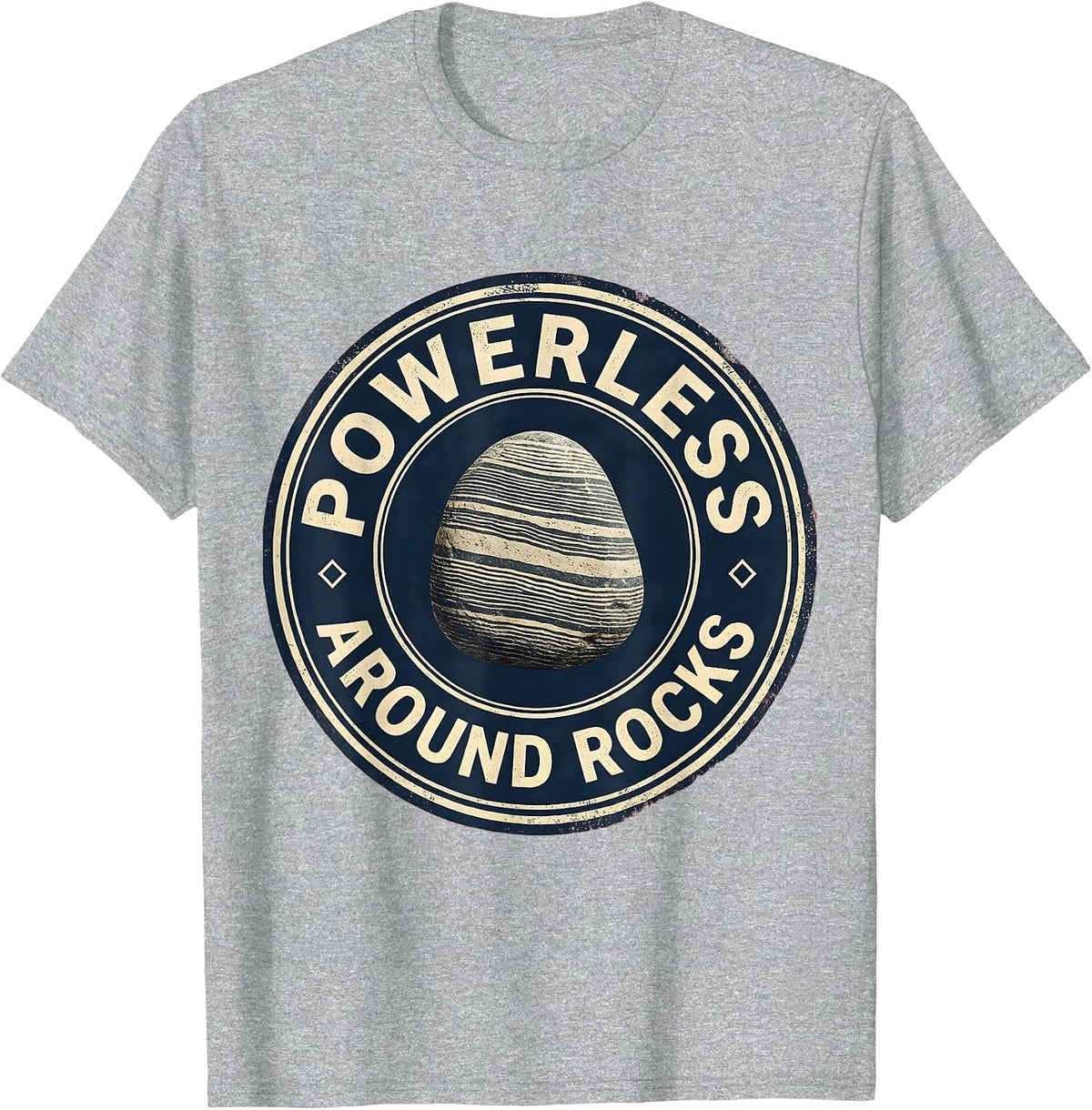 Men's Powerless Around Rocks Funny Rock Collector Geologist Humor T-Shirt - Heather Grey