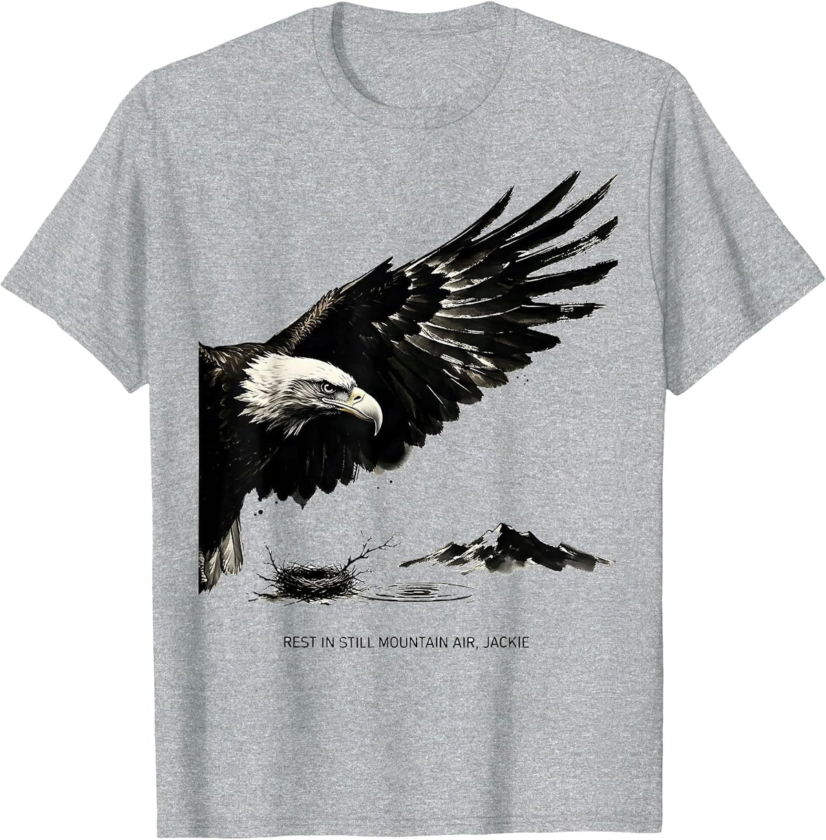 Men's Rest In Still Mountain Air Jackie Vintage Bald Eagle T-Shirt - Heather Grey