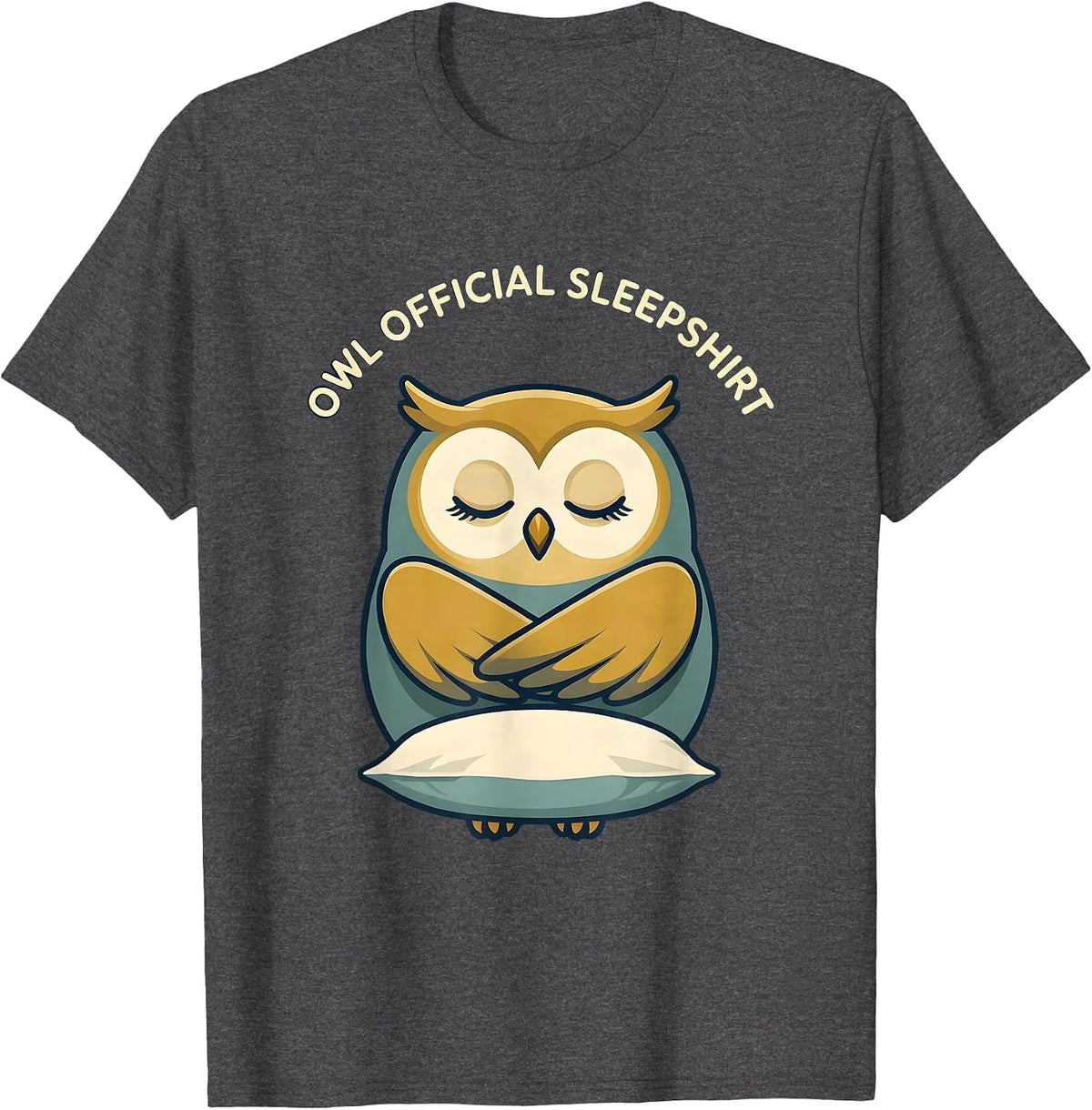 Men's Owl Official Sleepshirt Funny Animal Pajama Nightgown T-Shirt - Dark Heather Grey