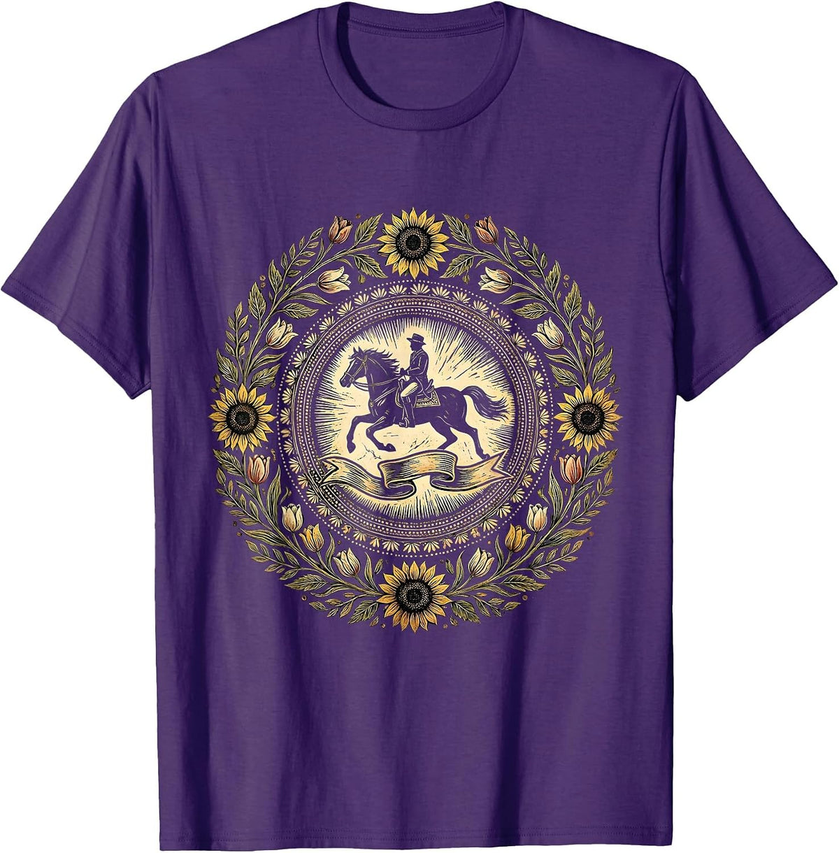 Jockey and Horse Crossing the Finish Line T-Shirt - Purple
