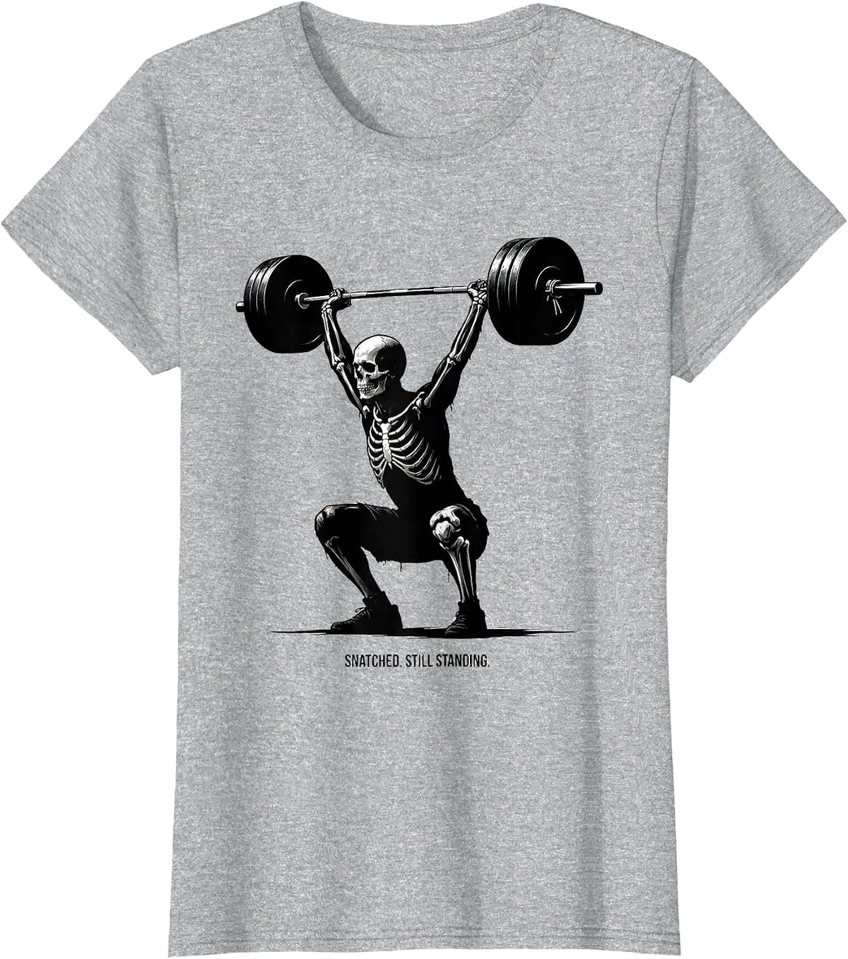 Snatched. Still Standing Funny Skeleton Gym Workout T-Shirt - Heather Grey