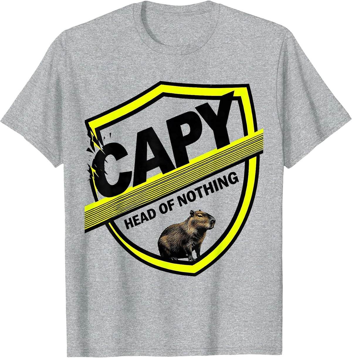 Men's Capy, Head Of Nothing Funny Capybara Animal Meme Humor T-Shirt - Heather Grey