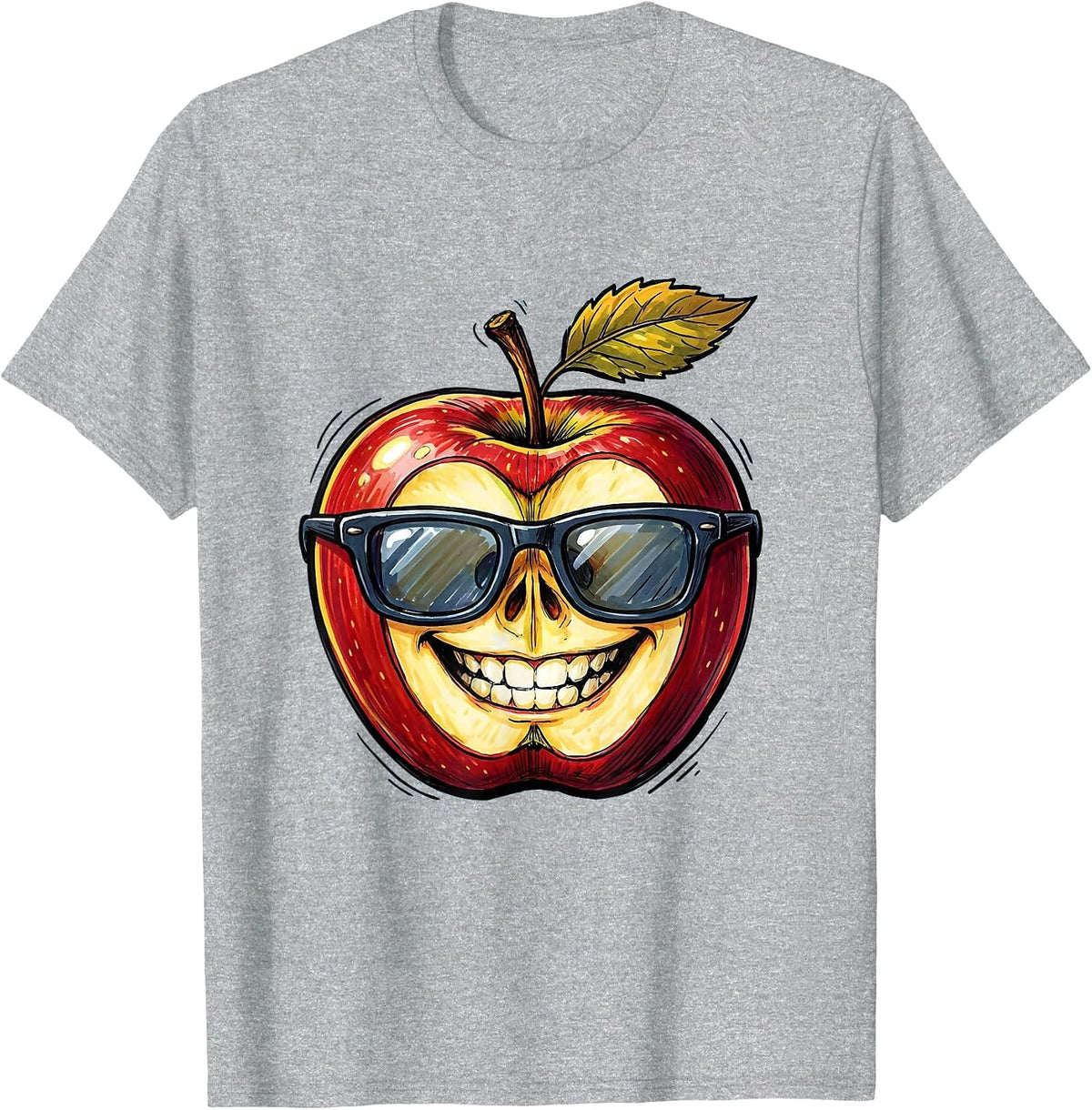 Men's Friyay Cool Apple Teacher Graphic Design T-Shirt - Heather Grey