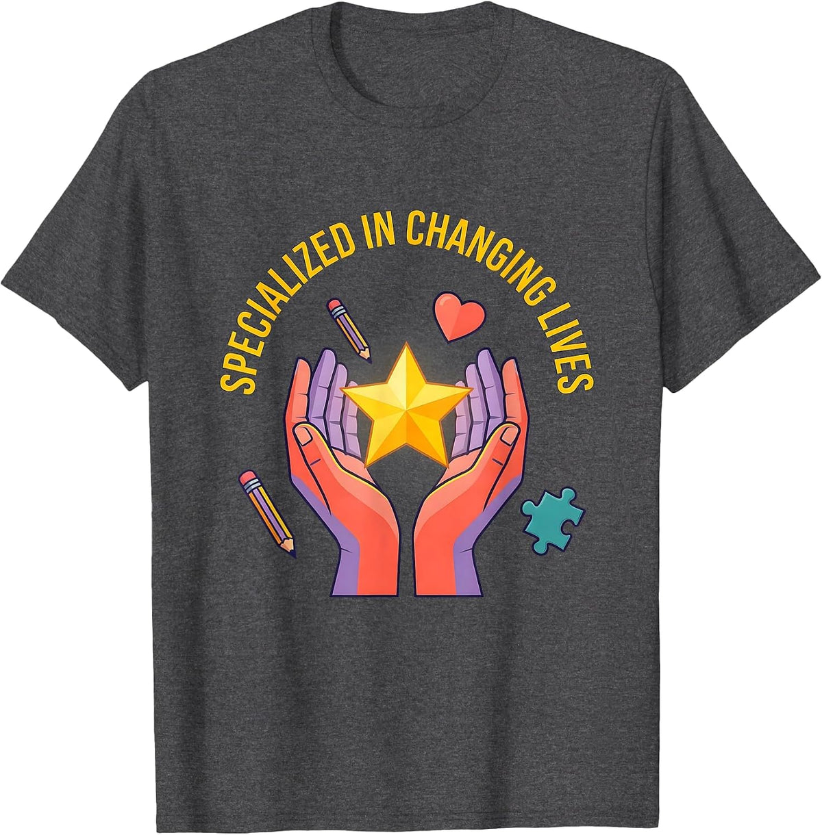 Men's Specialized in Changing Lives Special Education Teacher T-Shirt - Dark Heather Grey
