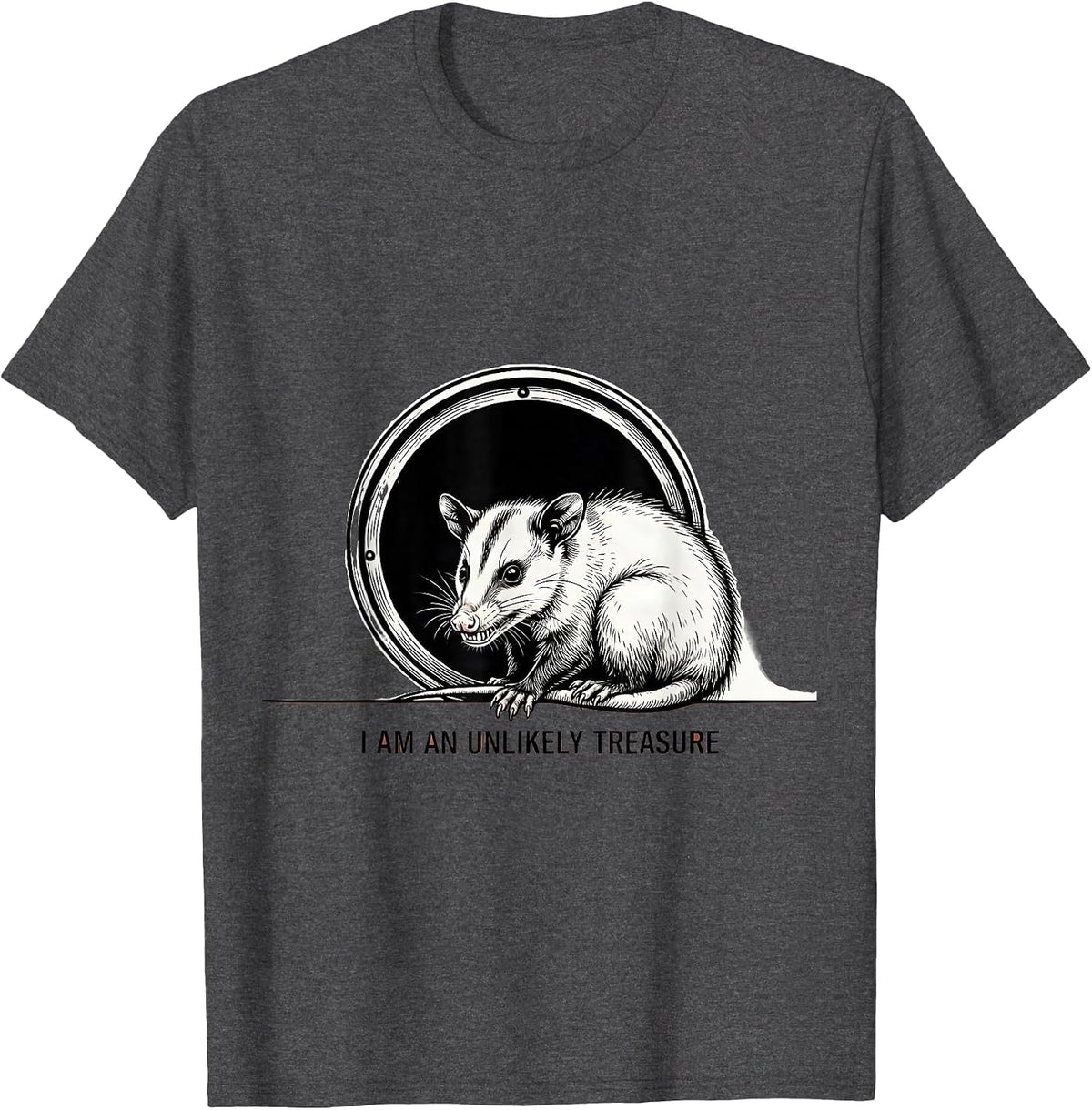 Men's I Am An Unlikely Treasure Funny Opossum Meme Possum Lover T-Shirt - Dark Heather Grey