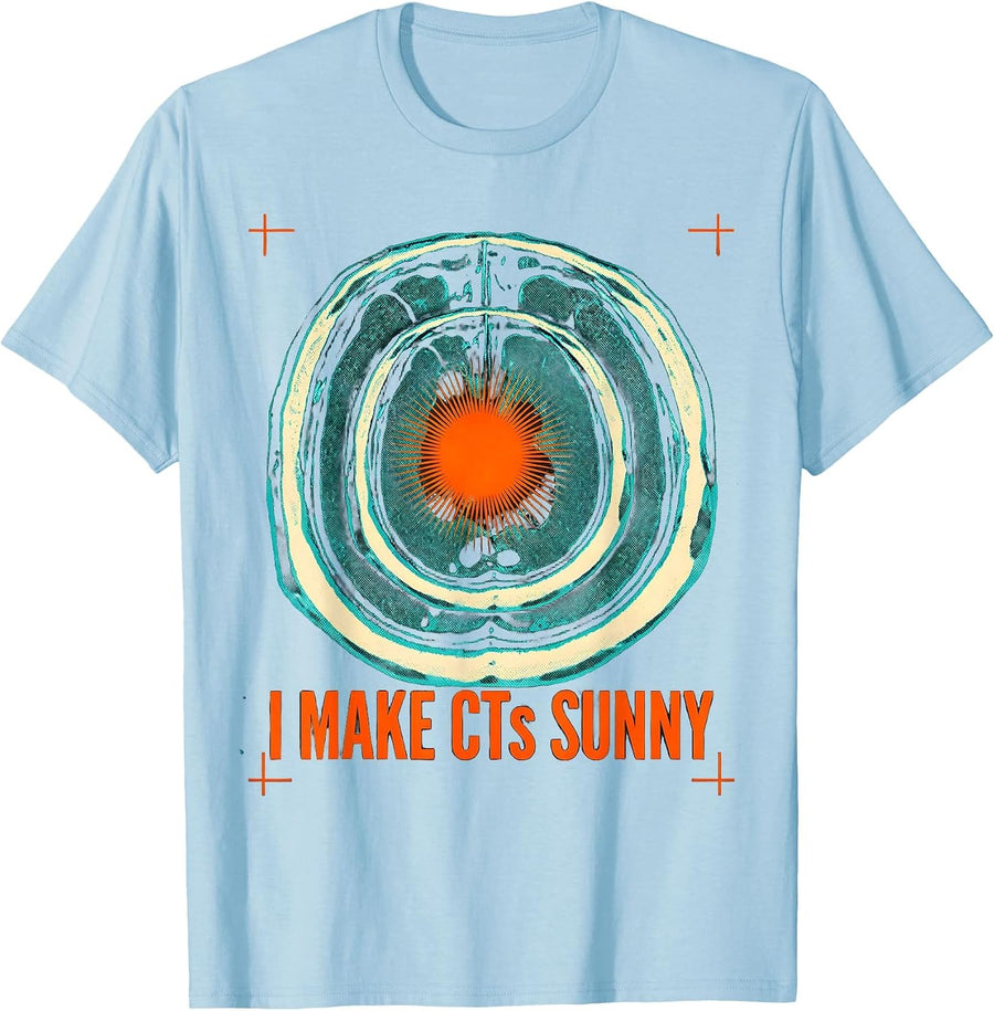 Men's I Make CTs Sunny Risograph Radiology Tech Gift T-Shirt - Baby Blue
