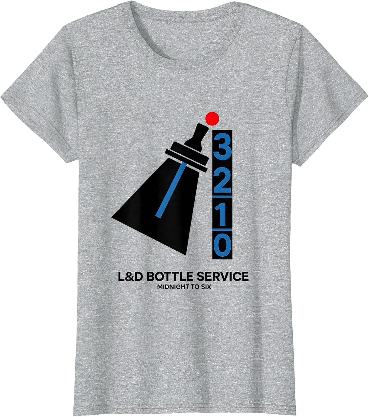Women's L&D Bottle Service Midnight To Six Funny Nurse New Year Eve T-Shirt - Heather Grey