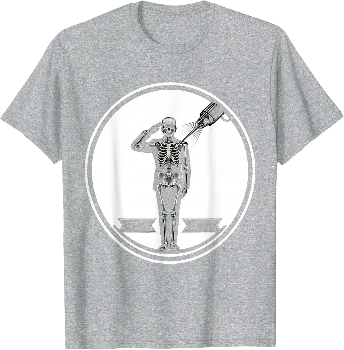 Men's Skeleton Salute Radiology Tech Halloween Humor T-Shirt - Heather Grey