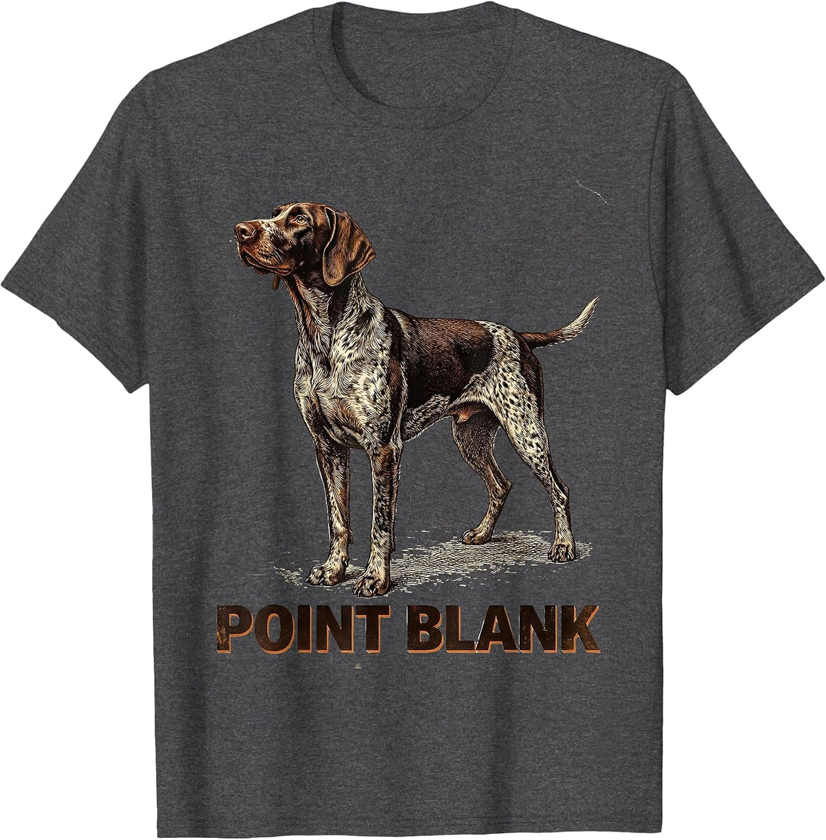 Men's Point Blank Vintage German Shorthaired Pointer Dog Lover T-Shirt - Dark Heather Grey