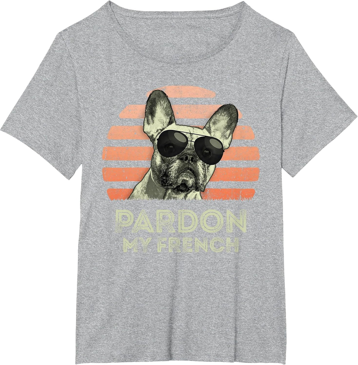 Pardon My French - Retro Funny Frenchie | French Bulldog T-Shirt - Heather Grey