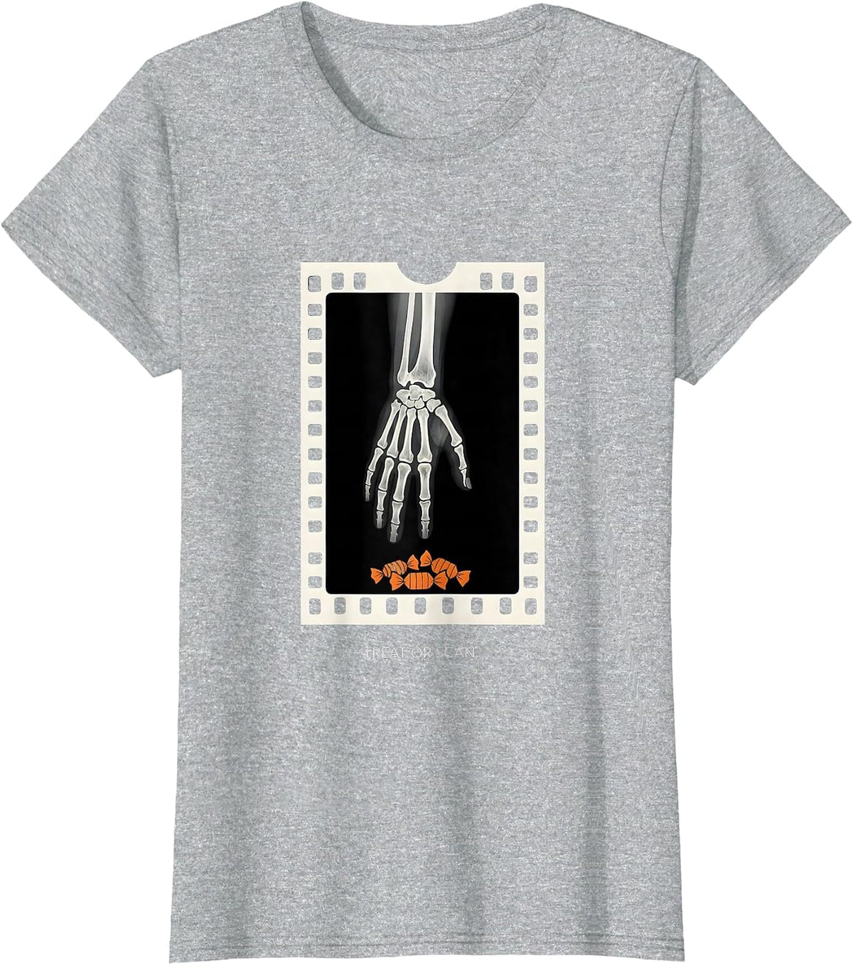 Women's Treat Or Scan Funny Radiology Tech Halloween Humor T-Shirt - Heather Grey
