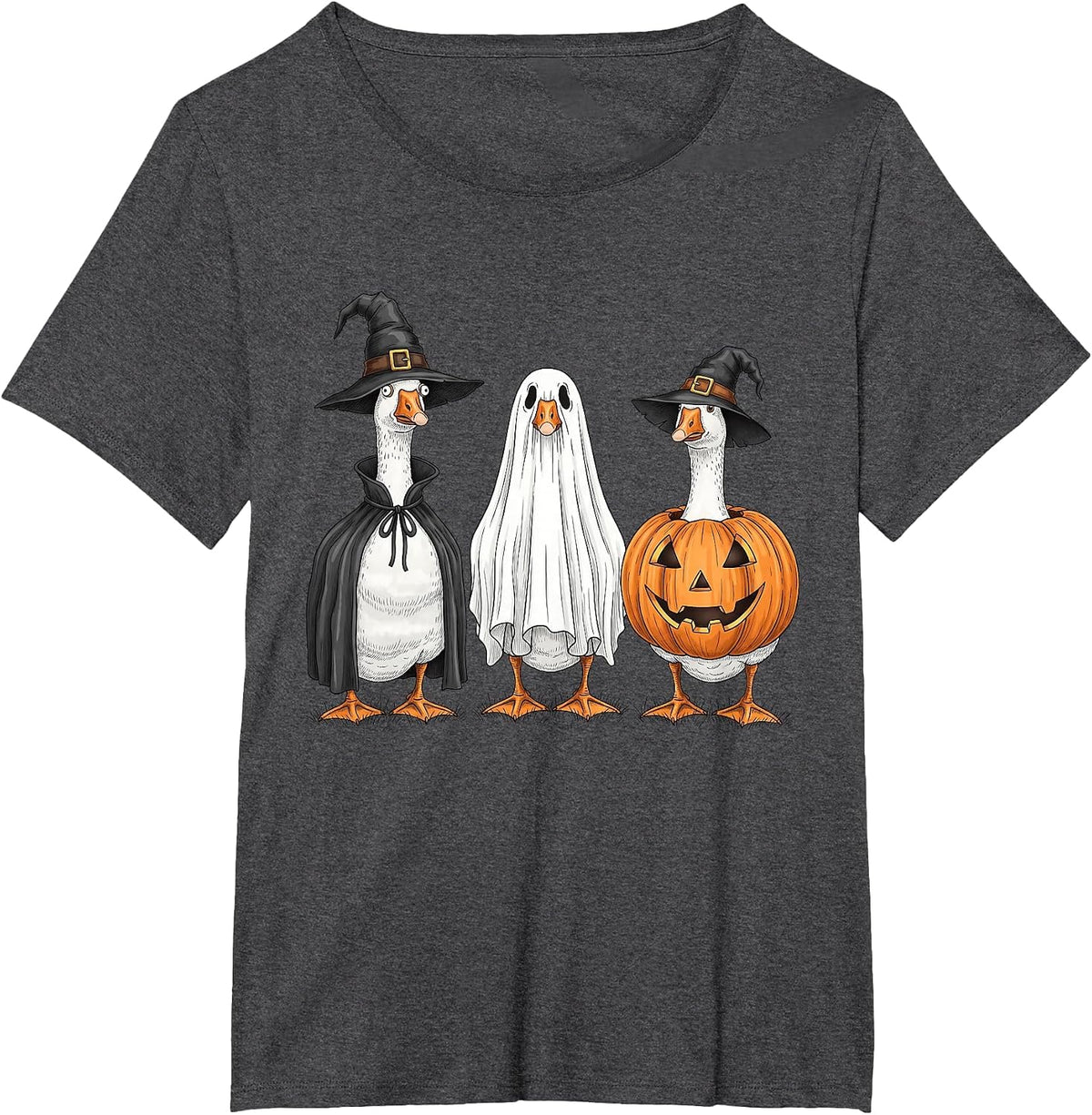 Funny Duck Boo Pumpkin Witchy Funny Halloween Men Women Kids T-Shirt - Dark Heather Grey
