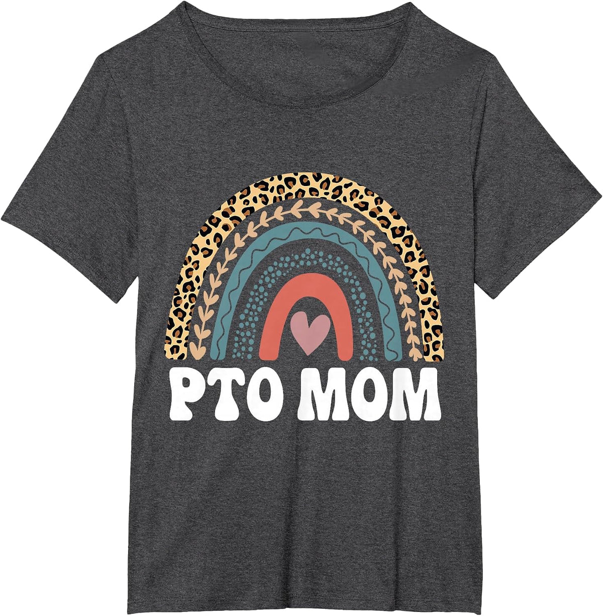 PTO Mom Rainbow Volunteer Mothers Appreciation T-Shirt - Dark Heather Grey