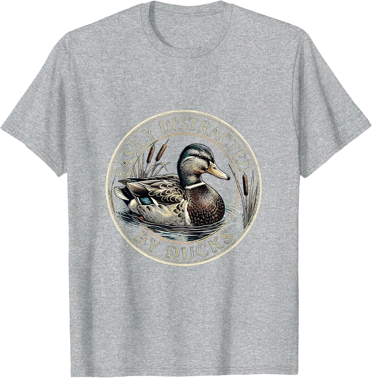 Men's Easily Distracted By Ducks Funny Duck Lover Design T-Shirt - Heather Grey