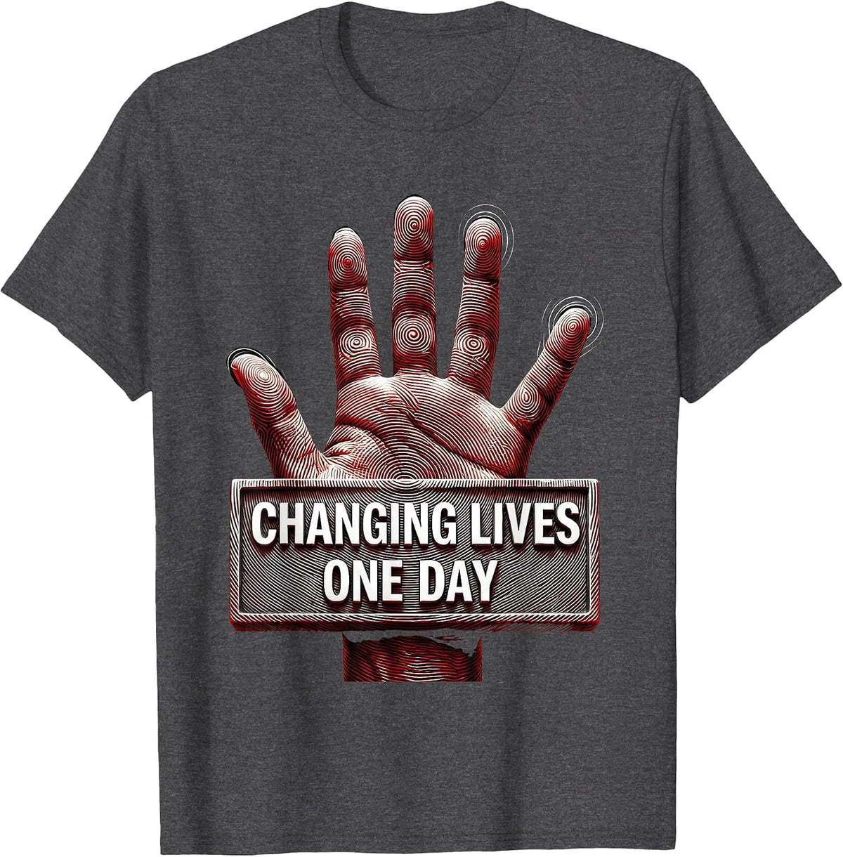 Changing Lives One Day Social Worker Design T-Shirt - Dark Heather Grey