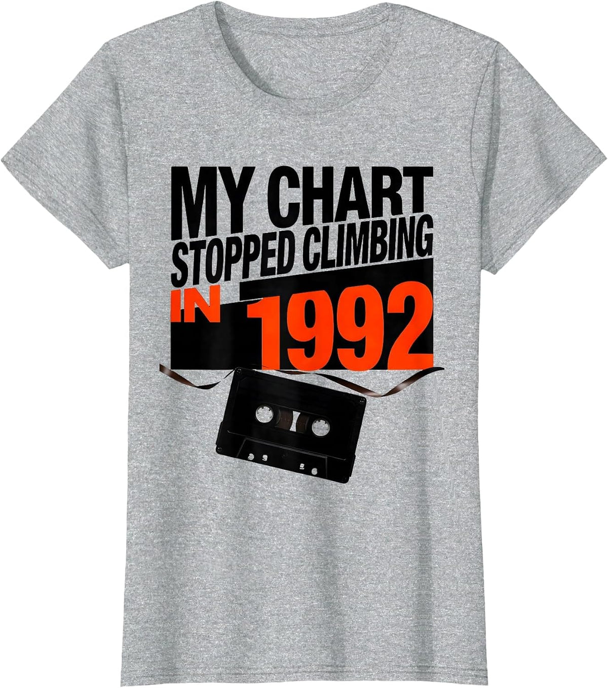 Women's My Chart Stopped Climbing In 1992 Retro 80s 90s Music T-Shirt - Heather Grey