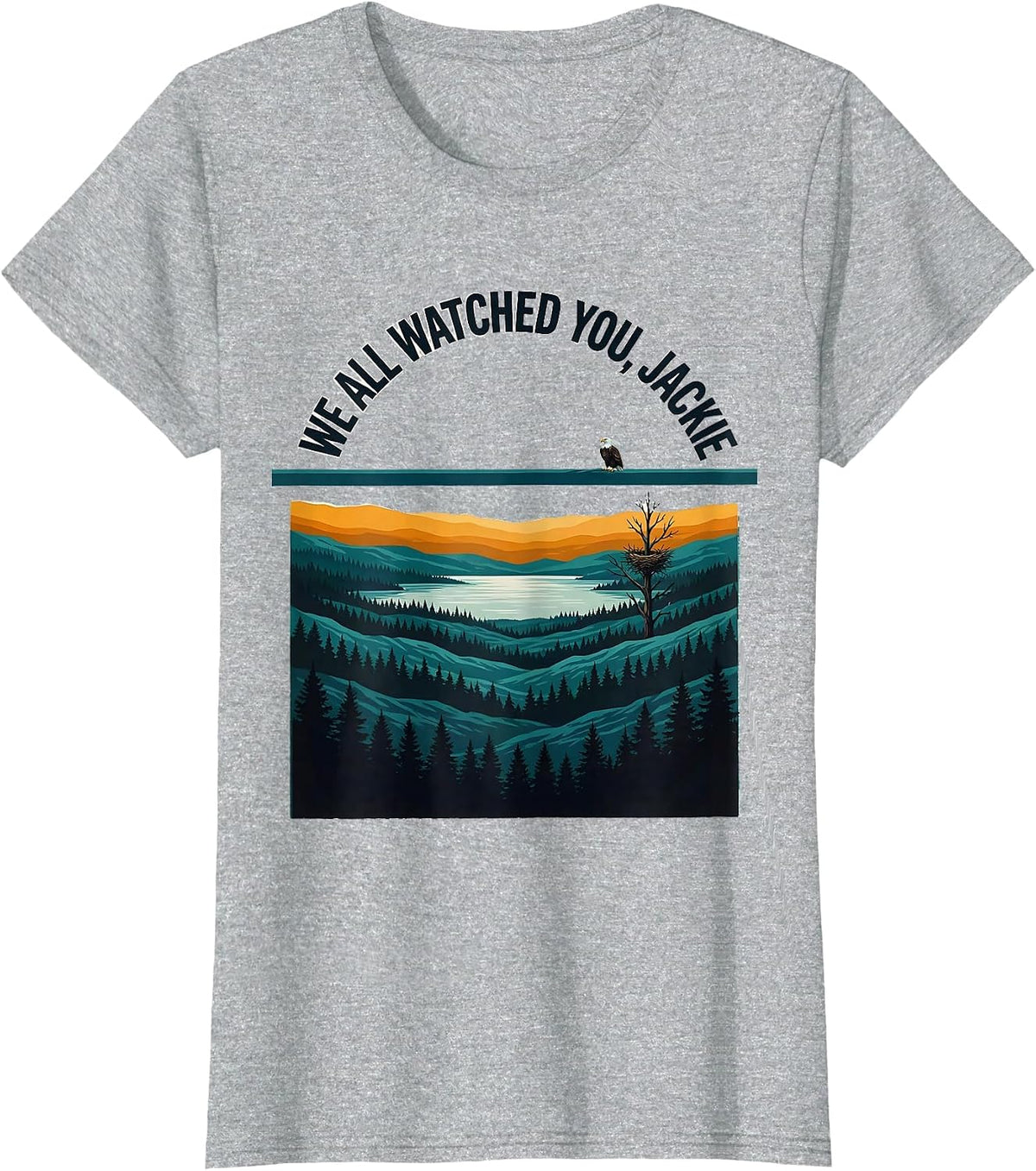 We All Watched You Jackie Vintage Eagle Memorial Tribute Big T-Shirt - Heather Grey