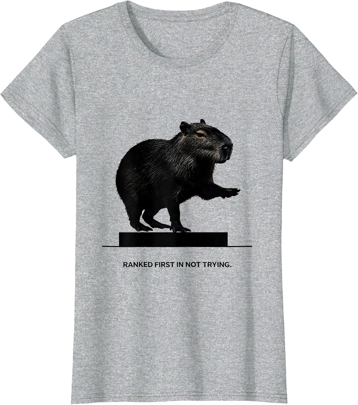 Ranked First In Not Trying Funny Capybara Animal Meme Humor T-Shirt - Heather Grey