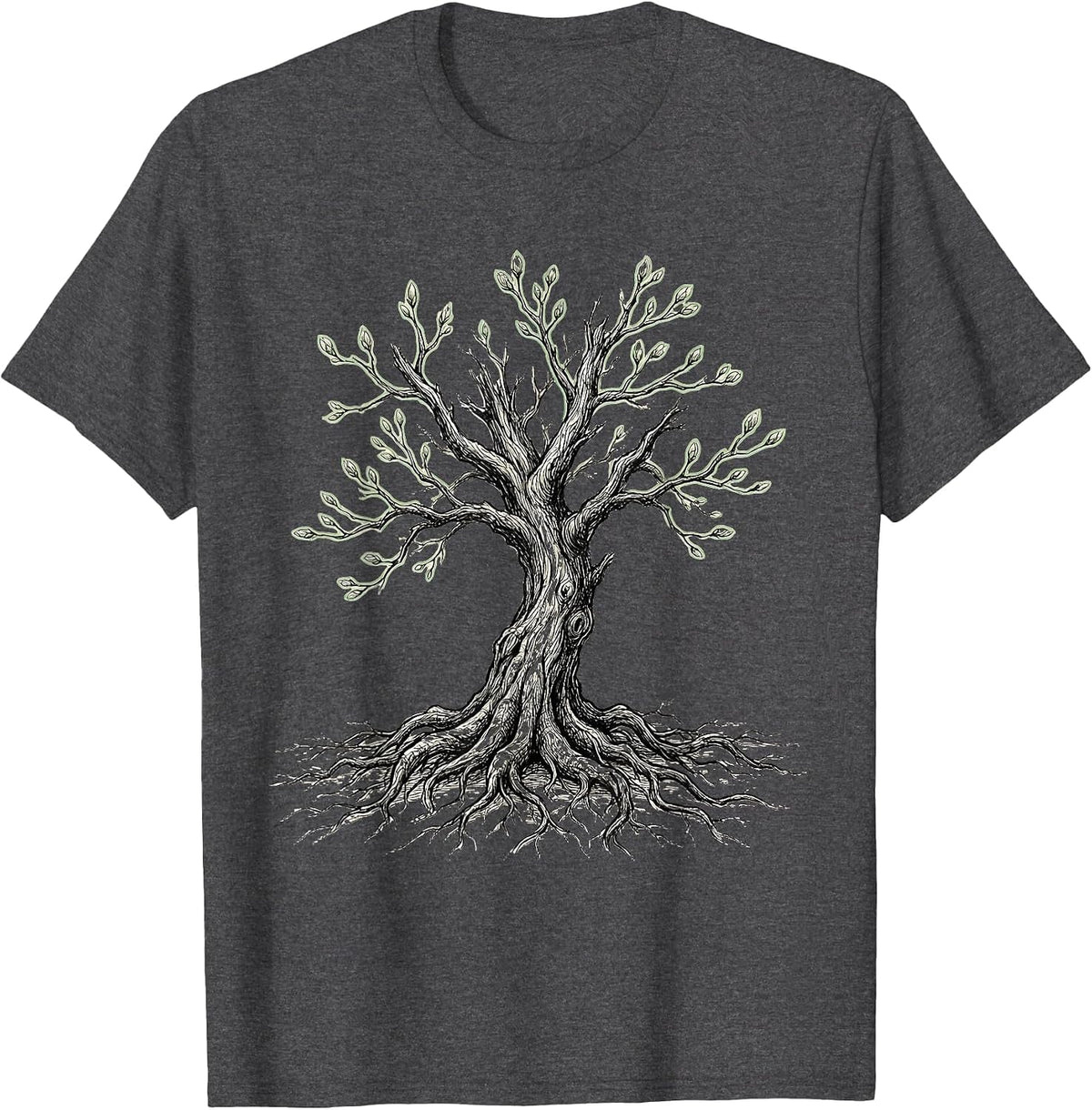 Suicide Awareness Lone Tree New Buds Illustration T-Shirt - Dark Heather Grey