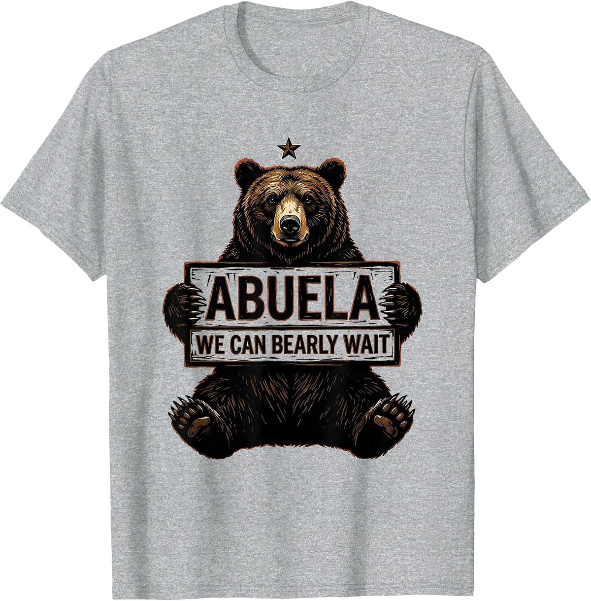 Men's Abuela We Can Bearly Wait Whimsical Baby Shower Bear Family T-Shirt - Heather Grey