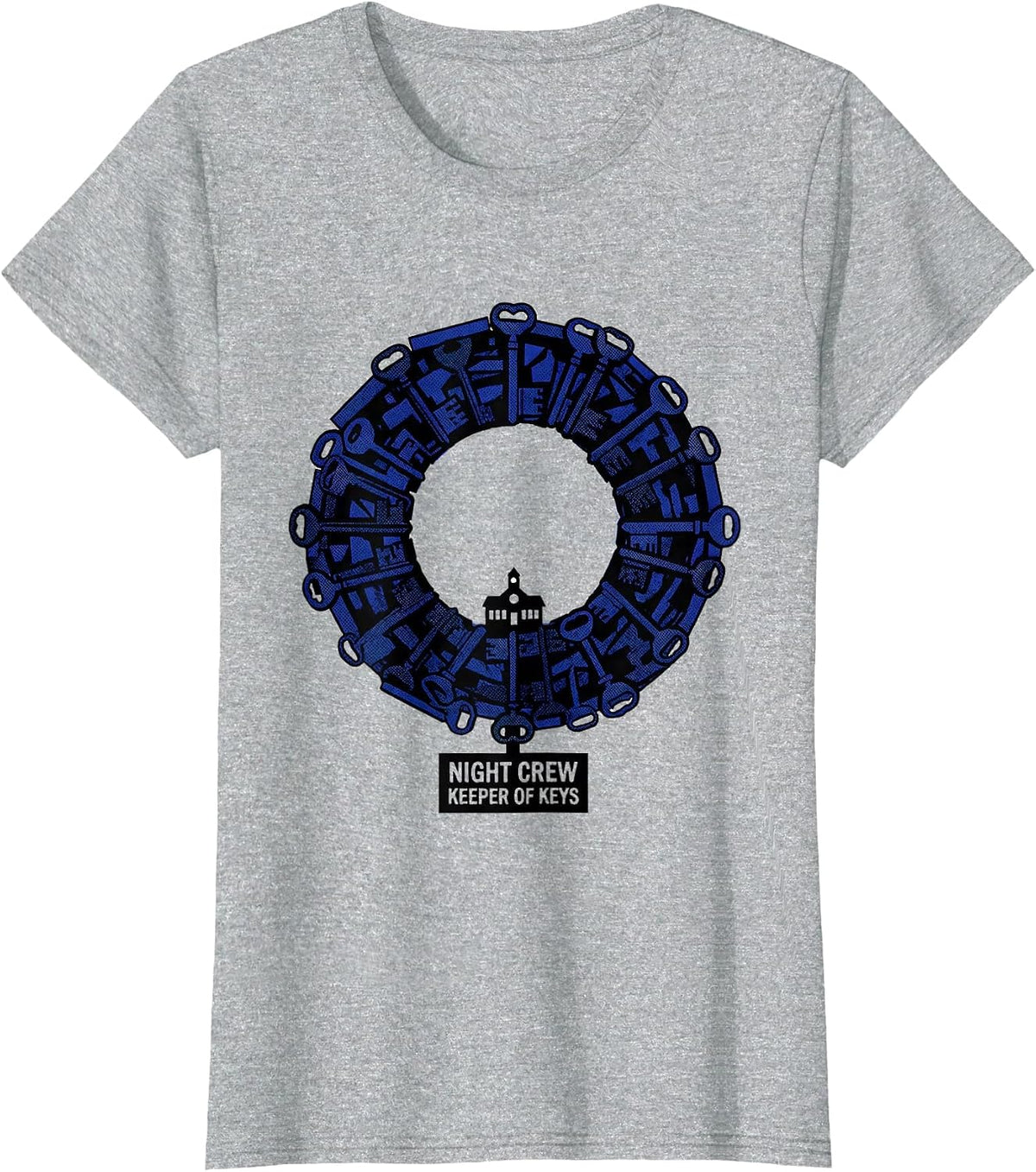 Night Crew Keeper Of Keys Funny School Custodian T-Shirt - Heather Grey