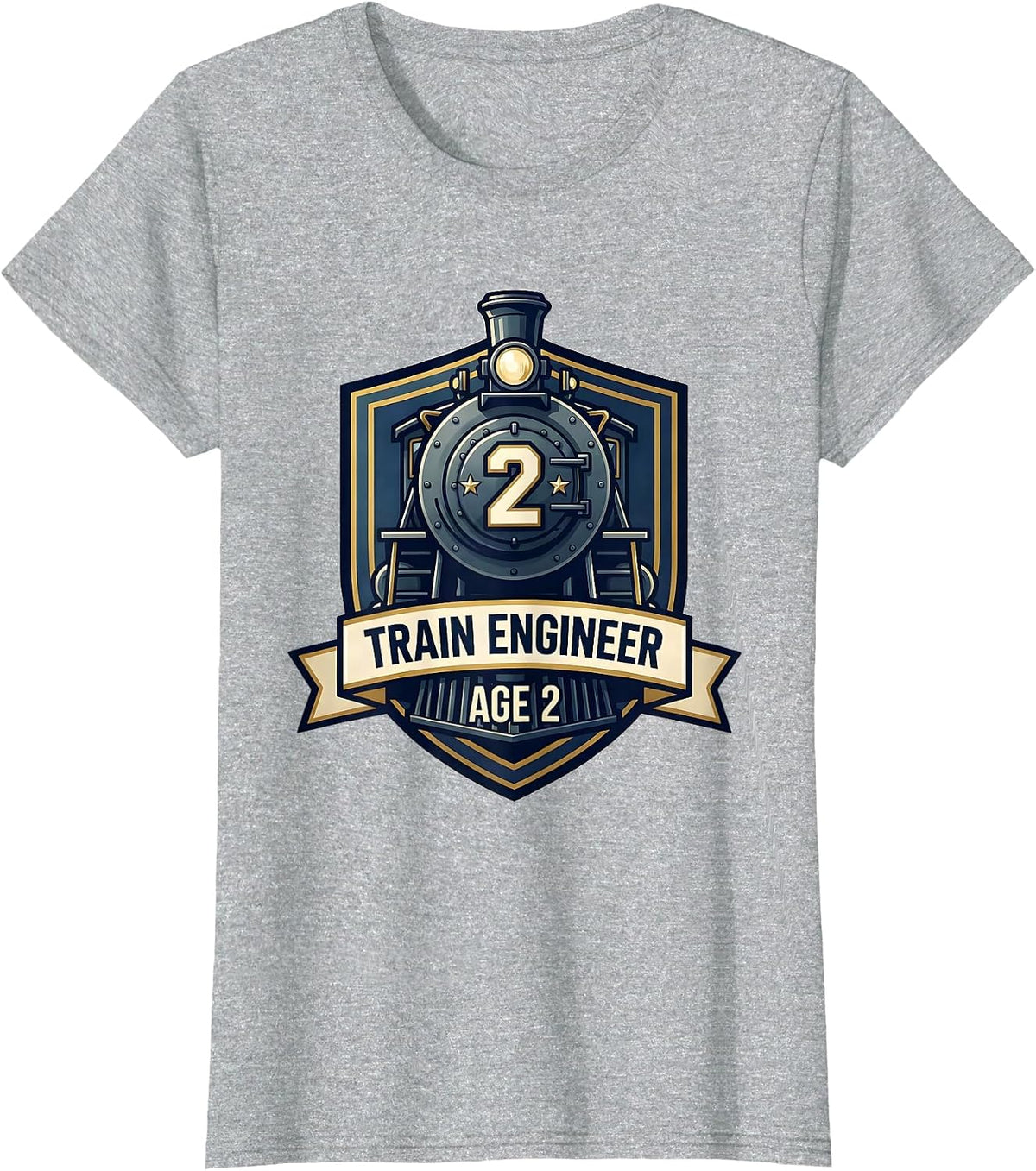 Women's Train Engineer Age 2 Toddler Birthday Train Lover Humor T-Shirt - Heather Grey