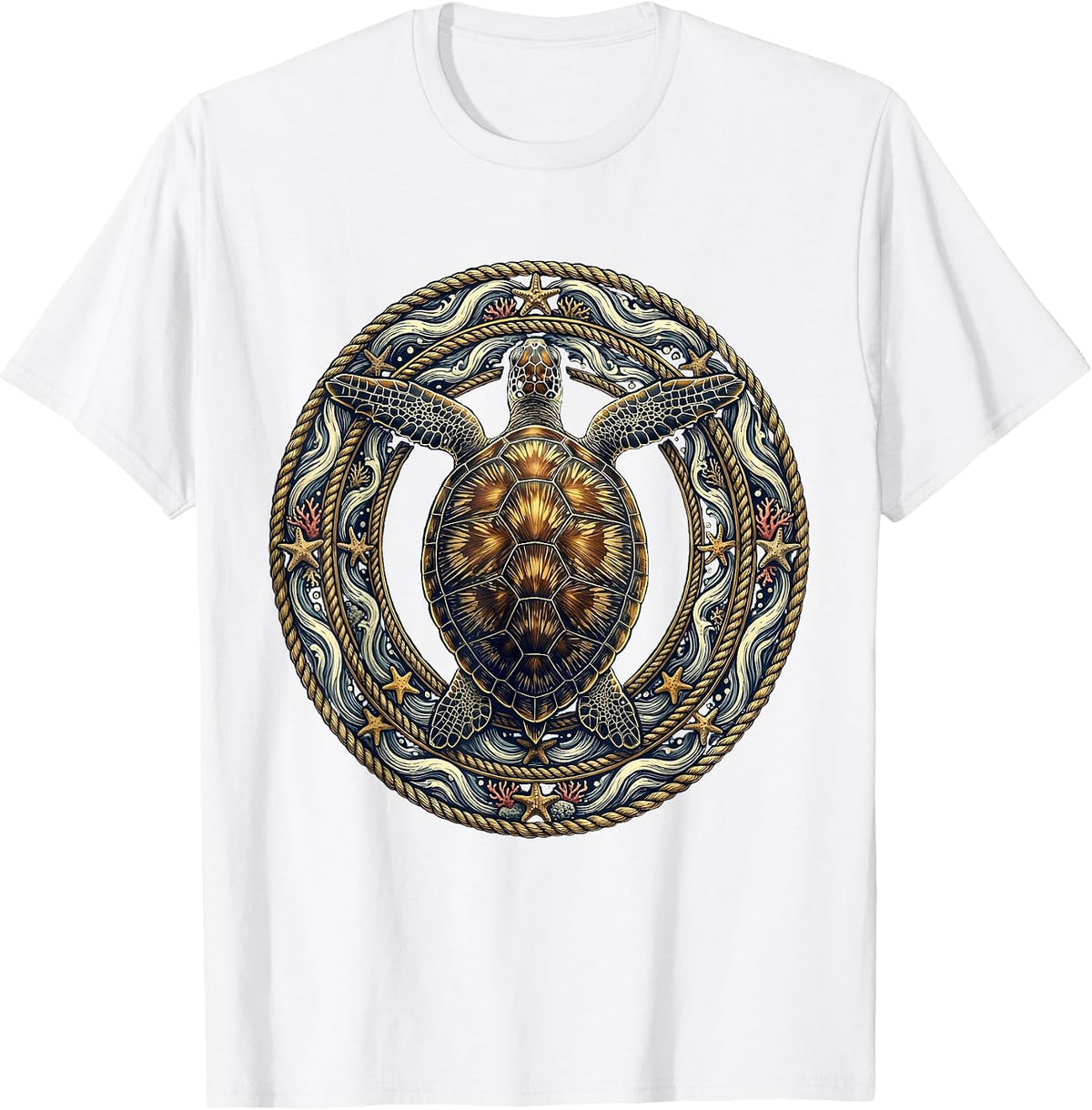 Men's Georgia Sea Turtle Atlantic Coastal Waters Illustration T-Shirt - White