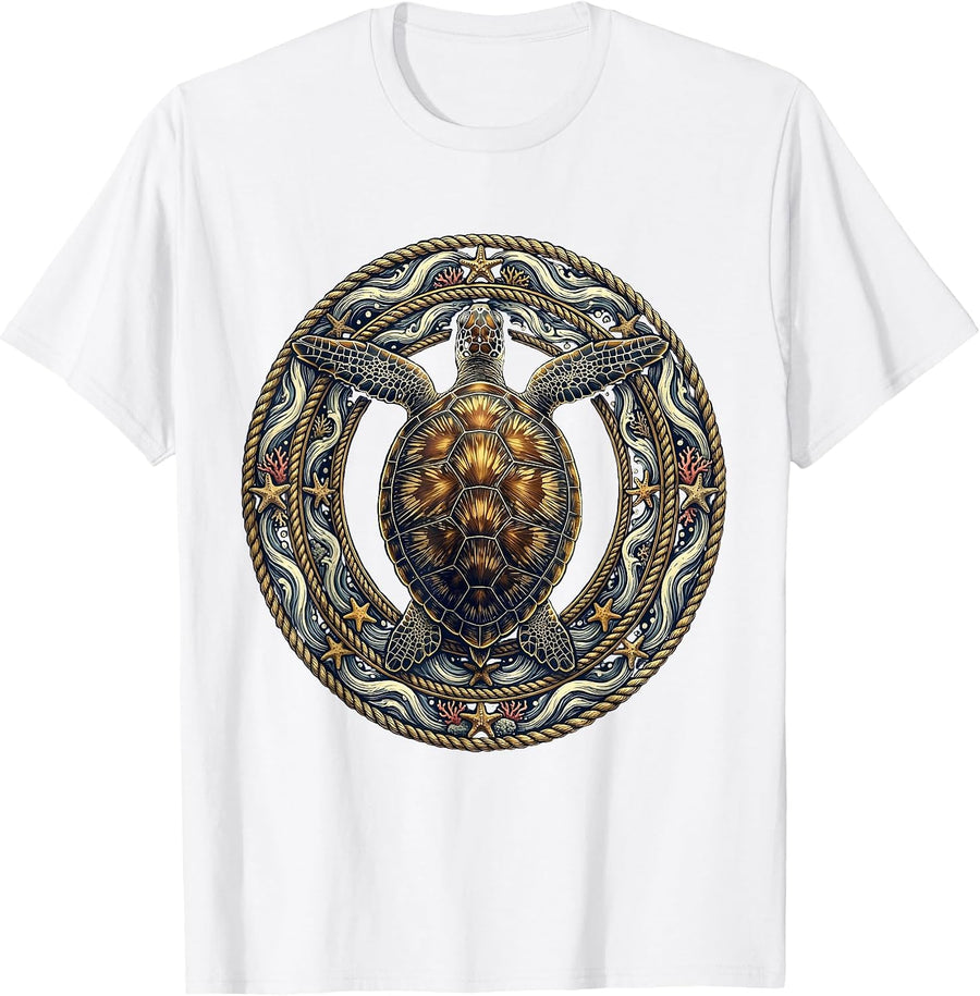 Men's Georgia Sea Turtle Atlantic Coastal Waters Illustration T-Shirt - White