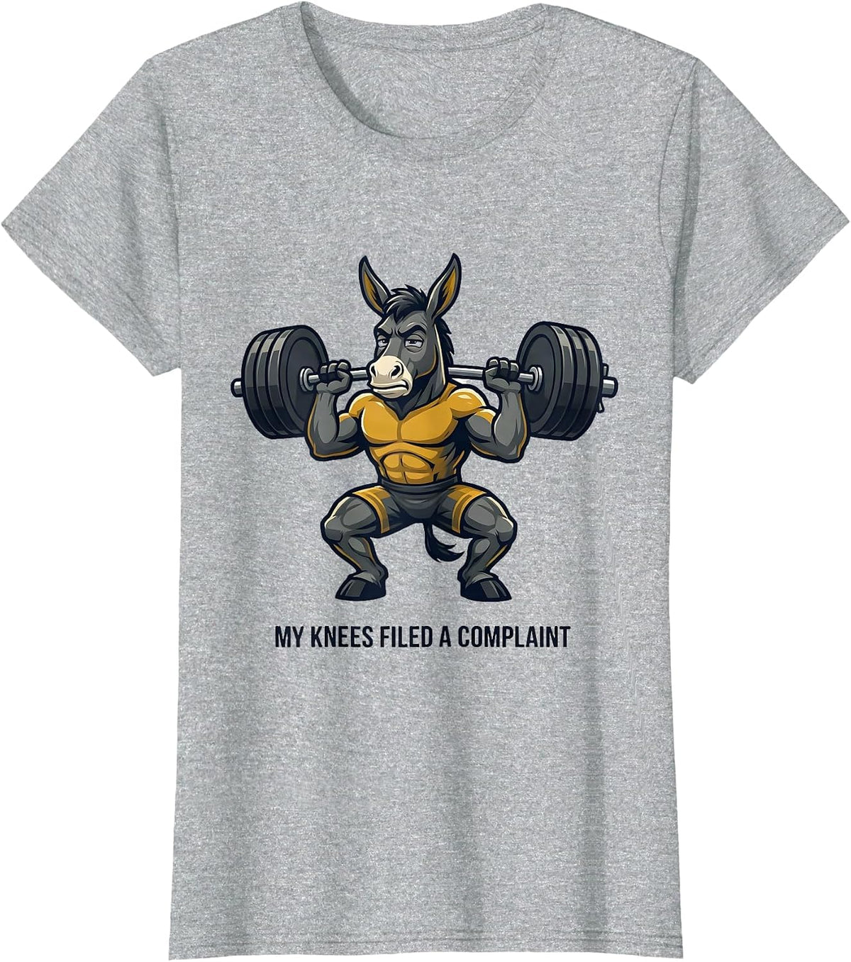 Women's My Knees Filed A Complaint Funny Gym Motivation Weightlifter T-Shirt - Heather Grey