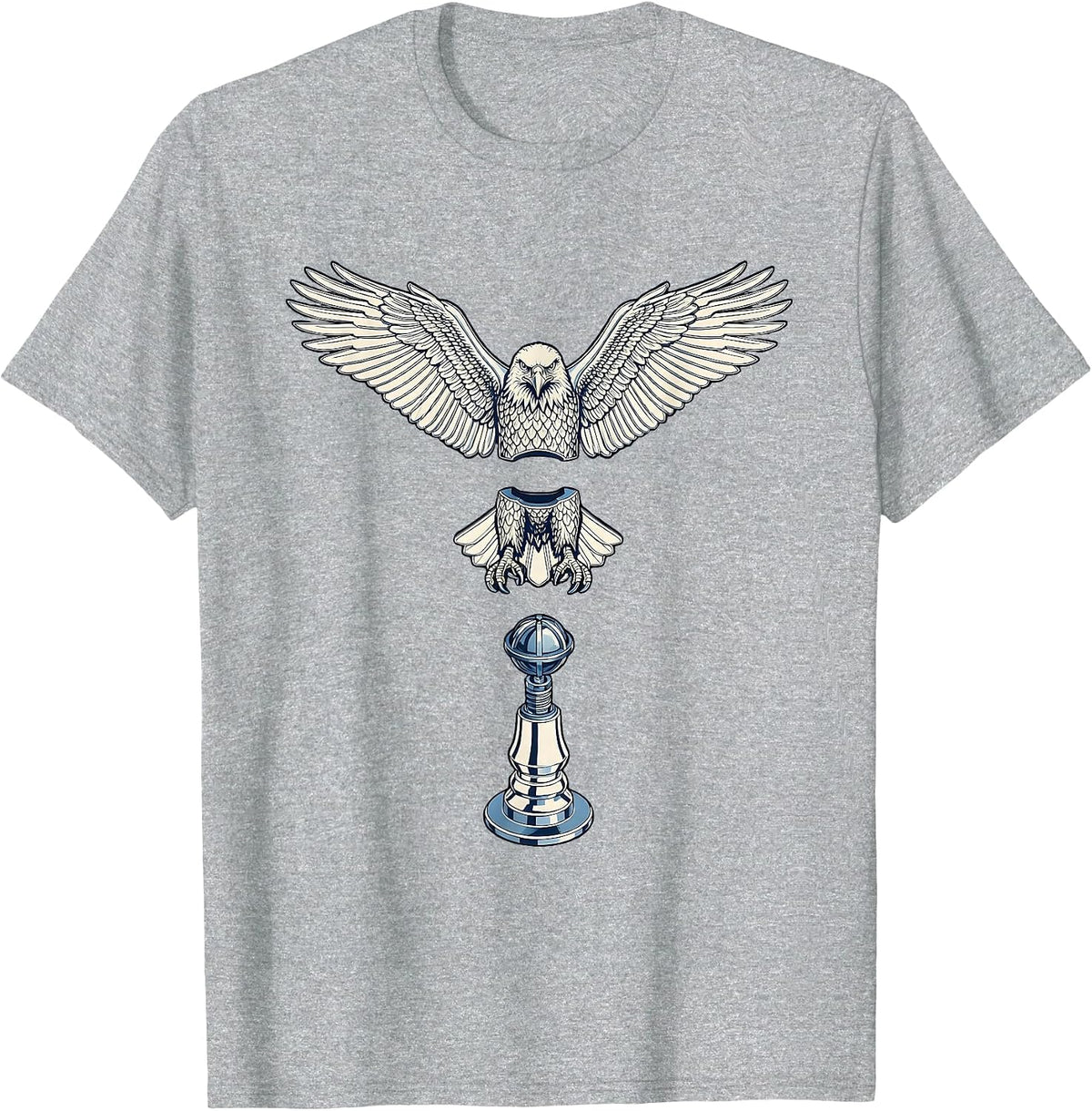 Men's Valley Forge Automotive Bald Eagle Hood Ornament T-Shirt - Heather Grey