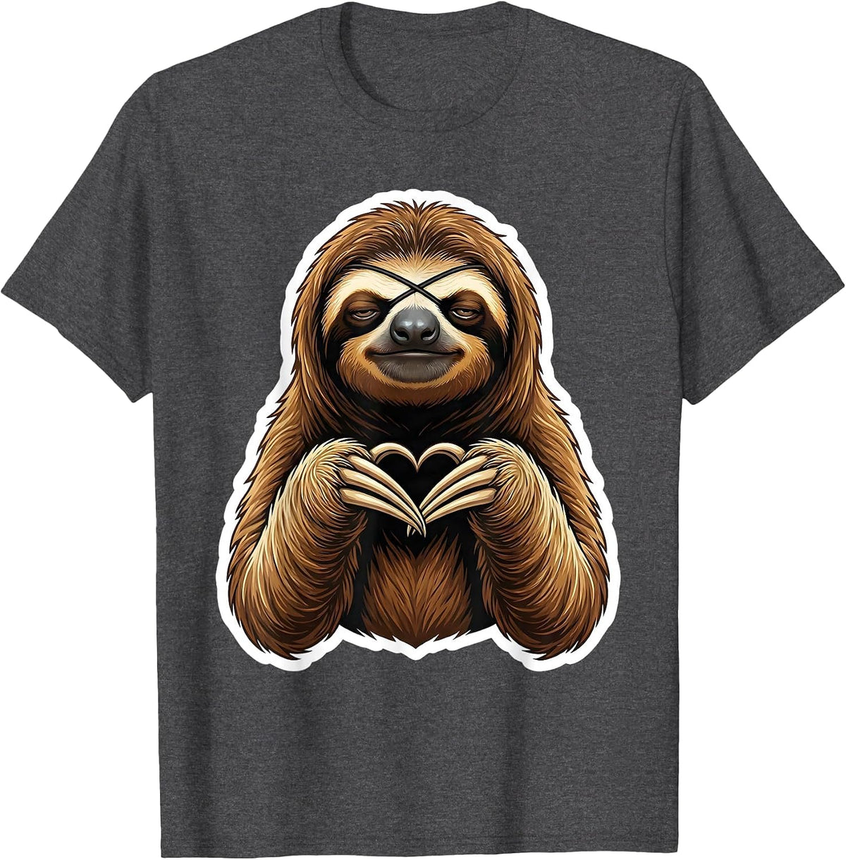 Sloth Silhouette Funny Lazy Animal Lover Humor T-Shirt - Dark Heather Grey