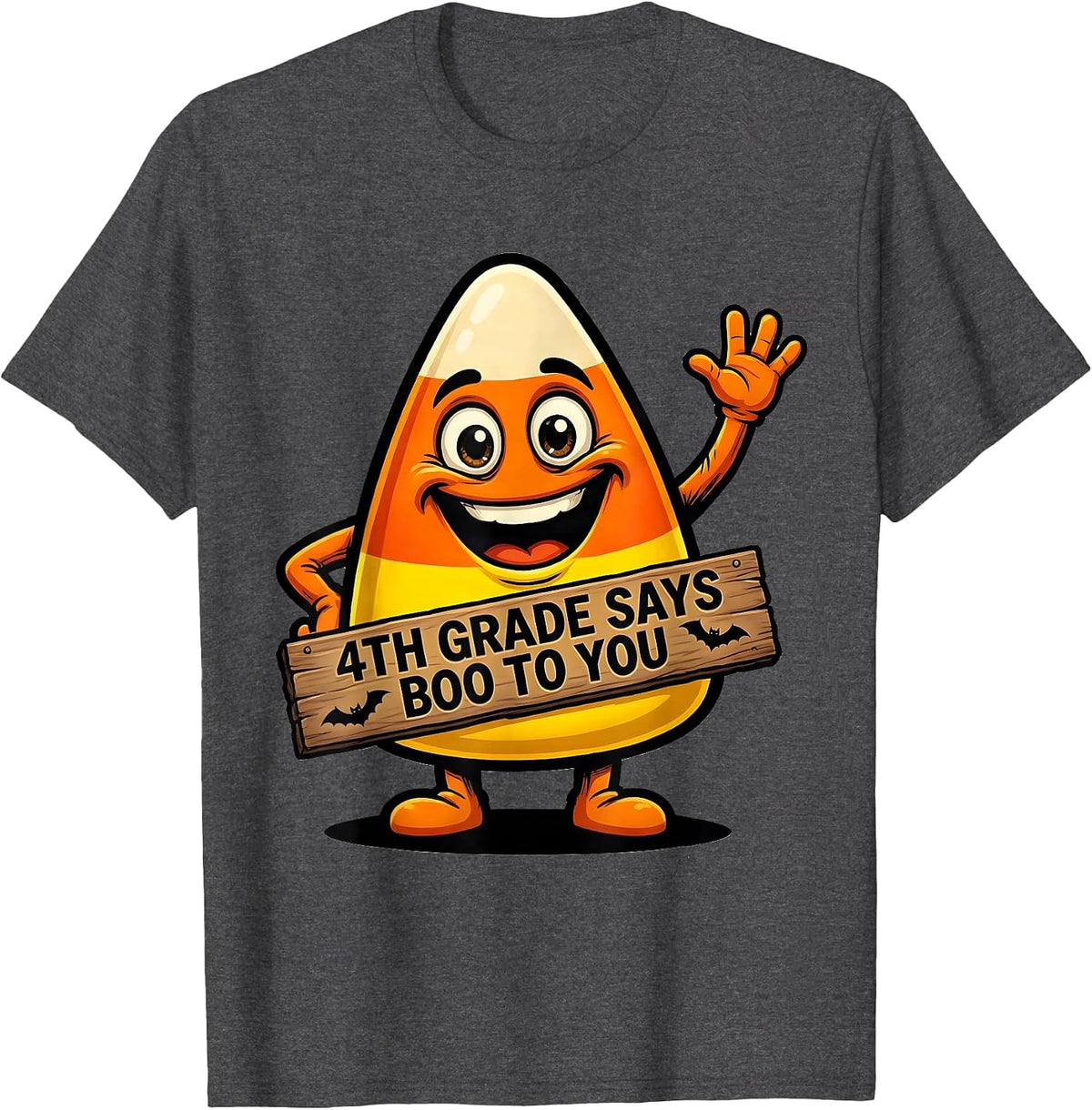 Men's 4th Grade Says Boo To You Funny Teacher Halloween Group T-Shirt - Dark Heather Grey