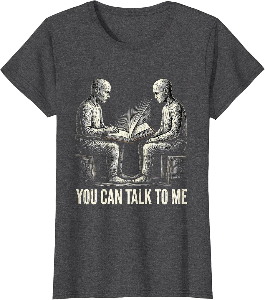 Women's You Can Talk To Me Funny School Counselor Camp Counselor T-Shirt - Dark Heather Grey