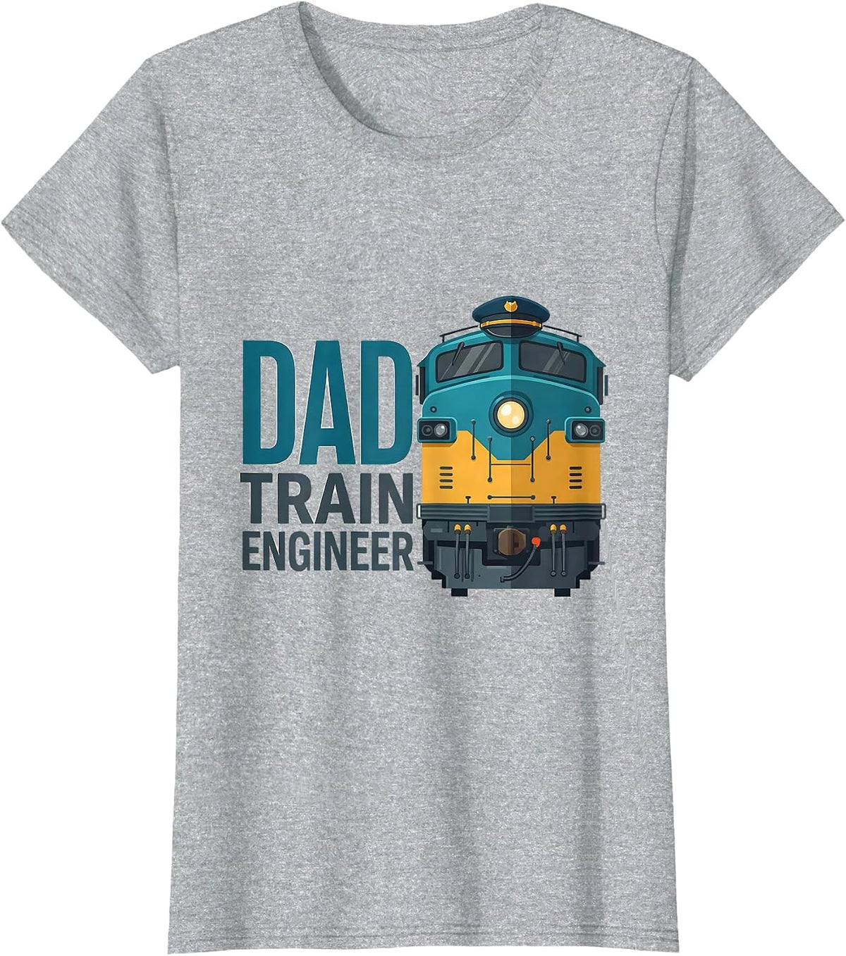 Dad - Train Engineer Matching Family Birthday Party Train T-Shirt - Heather Grey