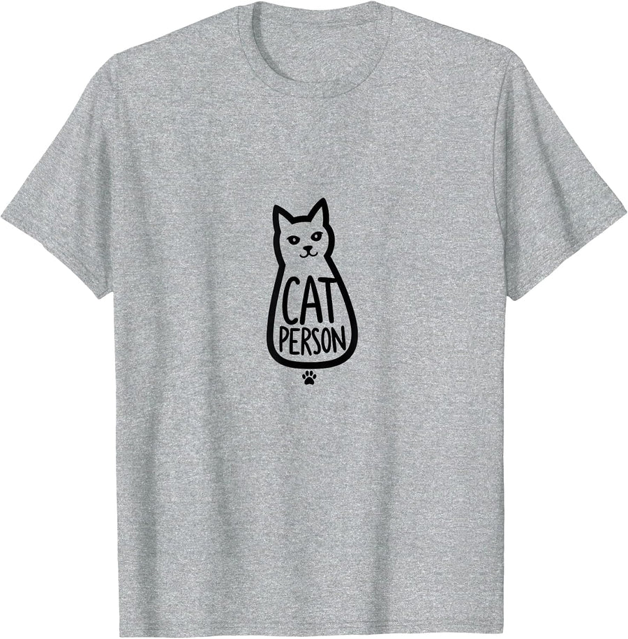 Cat Person Whimsical Cat Lover Design T-Shirt - Heather Grey