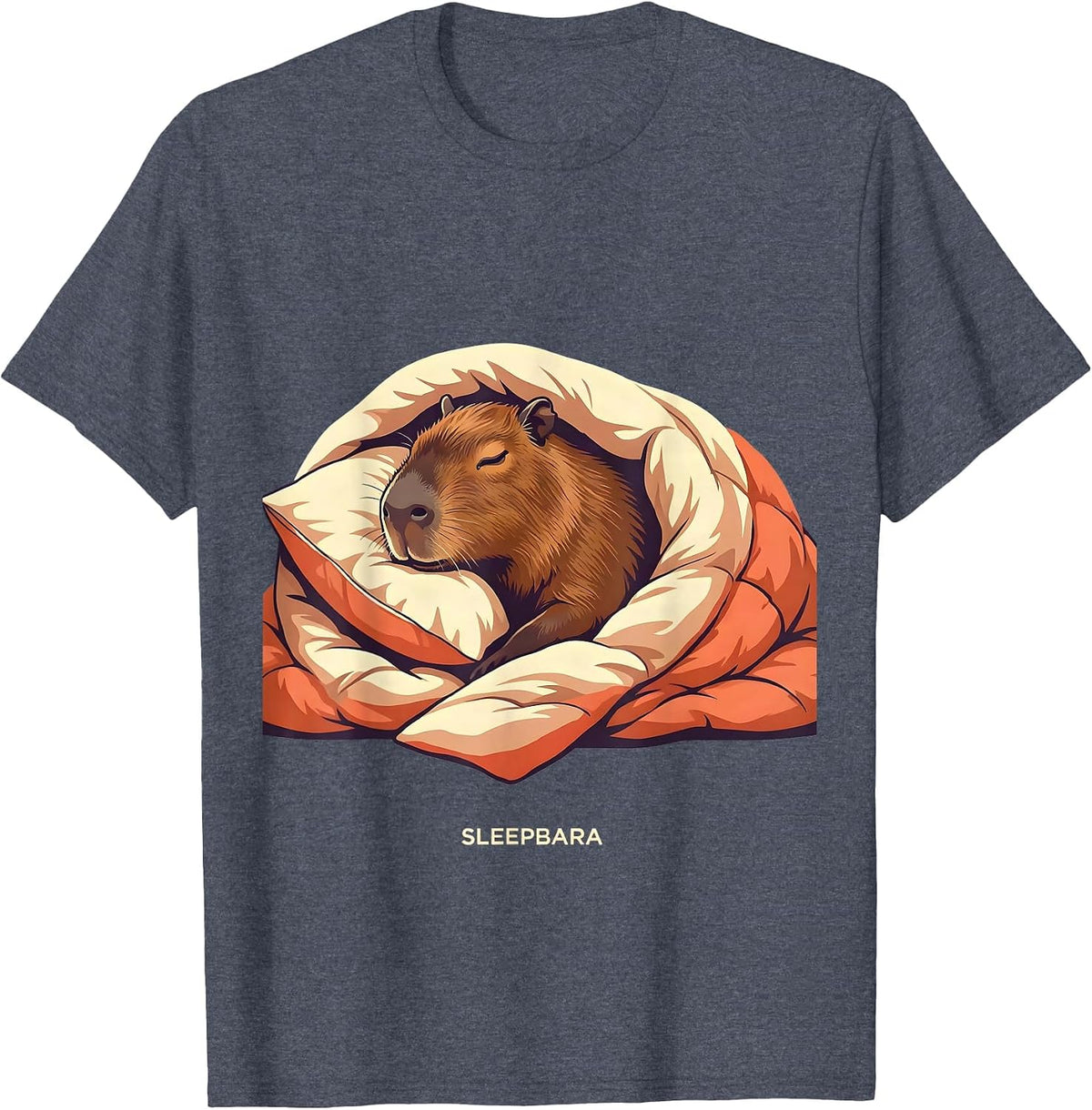 Men's Sleepbara Cute Capybara Pajama Pun Novelty Sleepwear T-Shirt - Heather Blue