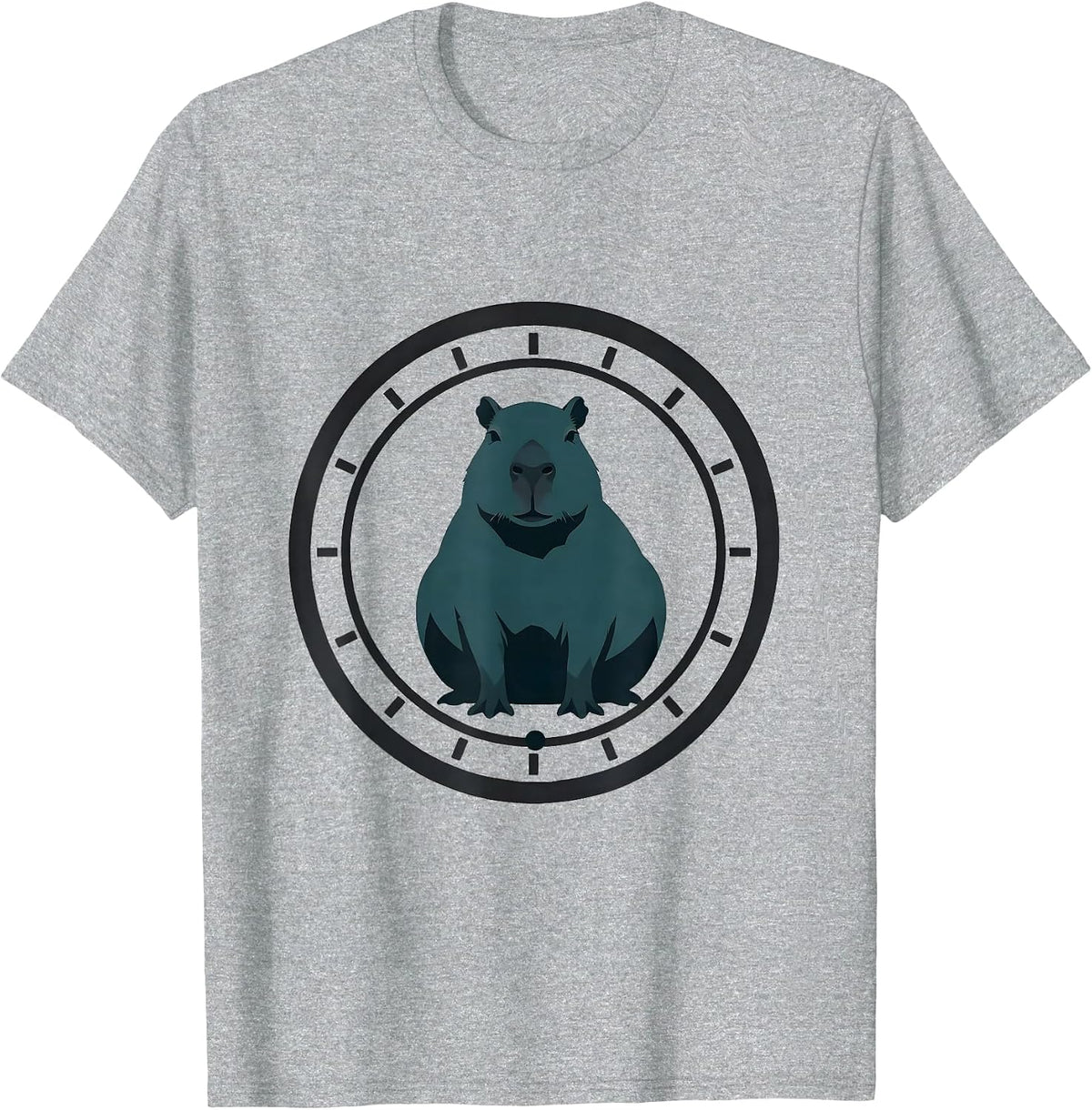 Men's Capybara Minimalist Badge Frame Funny Animal Lover T-Shirt - Heather Grey